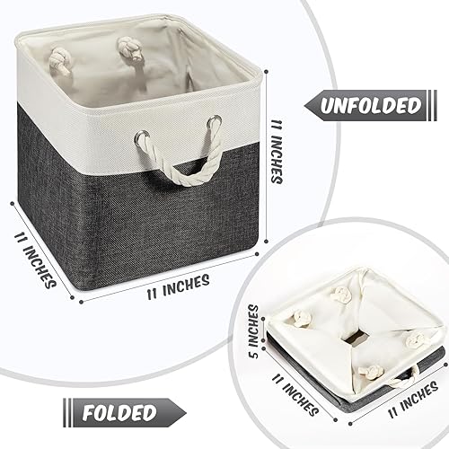 Miniatura 8 de 6 cubos de almacenamiento pequeños y plegables con asas de transporte resistentes canastas de almacenamiento multiusos cestas organizadoras para el