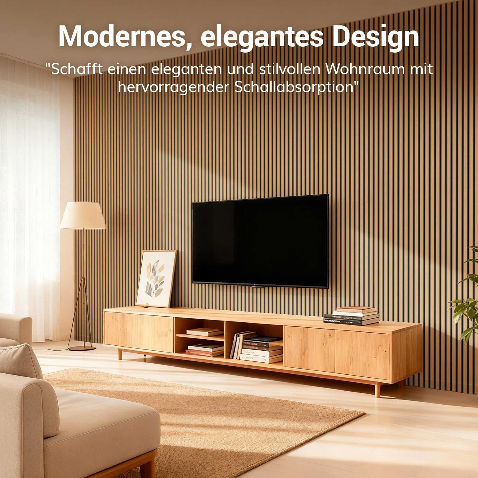 TONOR Akustikpaneele Holz 4 Stück 120x60cm 2,88m² Wandpaneele Schallschutzplatten Wandverkleidung Holzoptik Teak