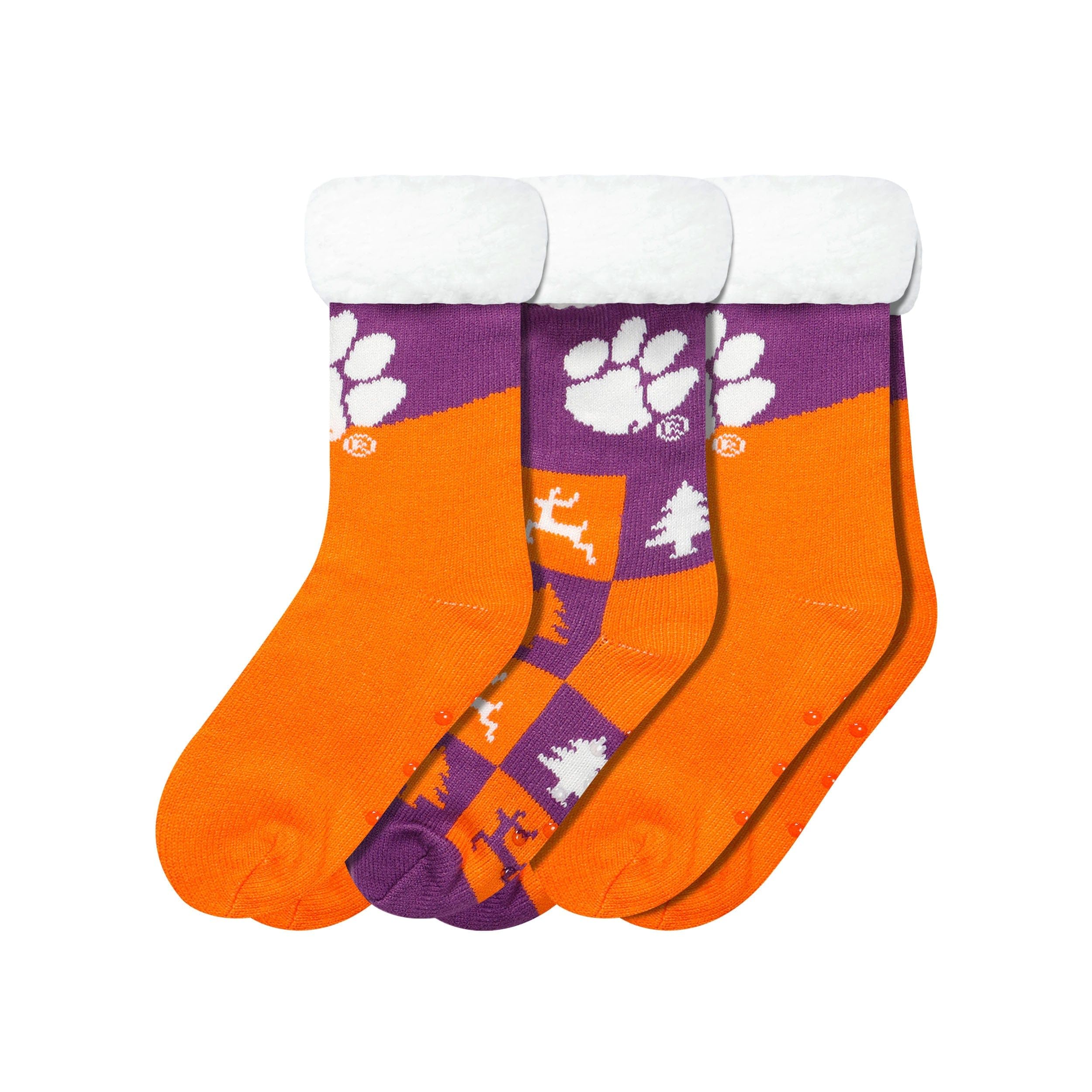 FOCO Clemson Tigers NCAA Womens Fan Footy 3 Pack Slipper Socks