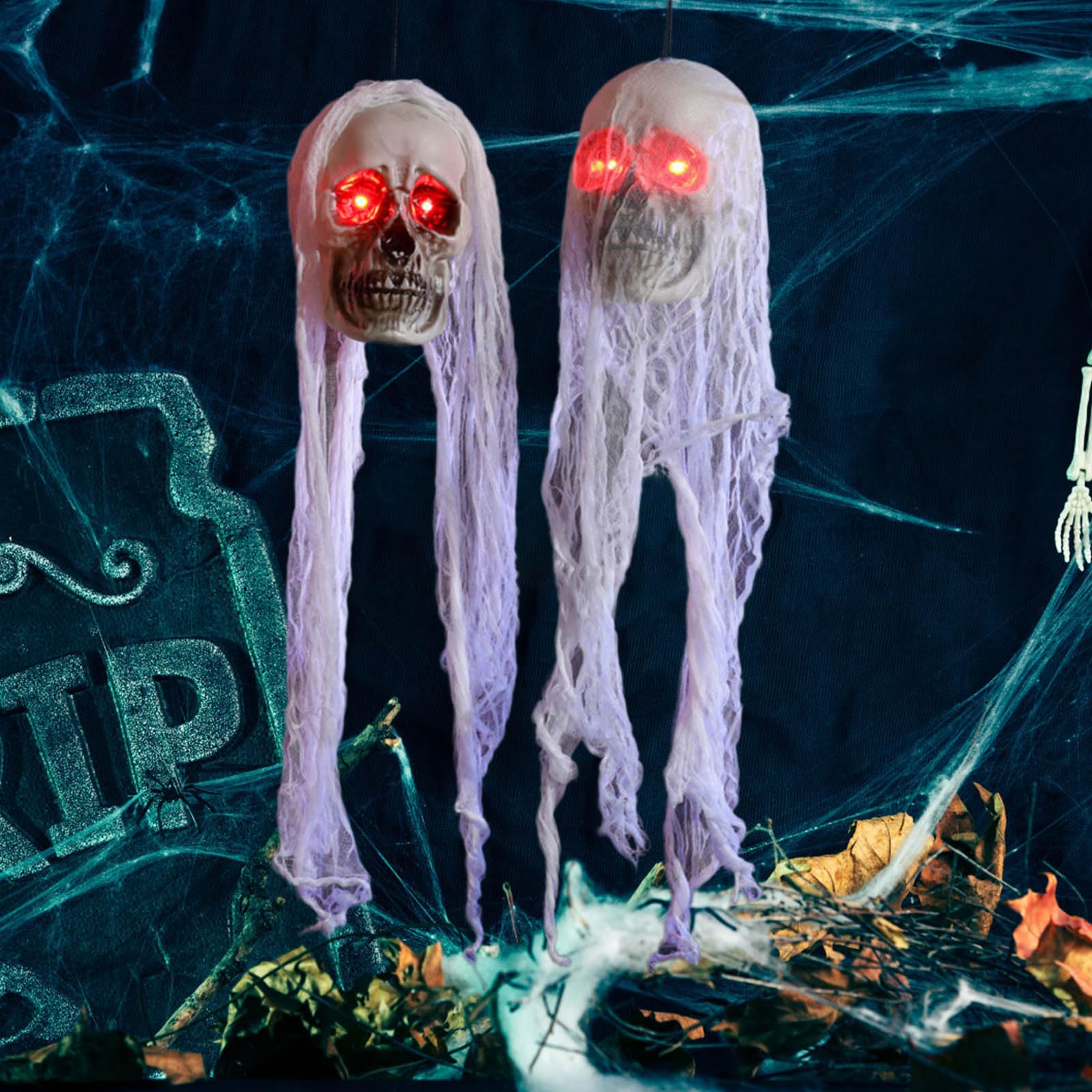Amazon.co.jp: PLCPDM クモの巣にぶら下がった頭蓋骨 ハロウィーン 