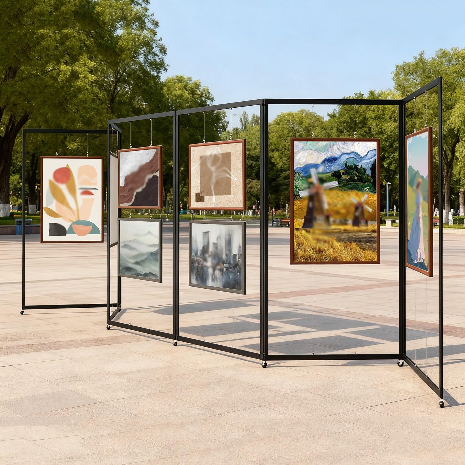 Colgar Cuadros Estantería Metálica Rodante, Expositor Móvil De Aluminio, Estante Publicitario, Soporte Carteles, Para Galerías De Arte Y Ferias(8pcs,80x180cm/31.5x70.8in)