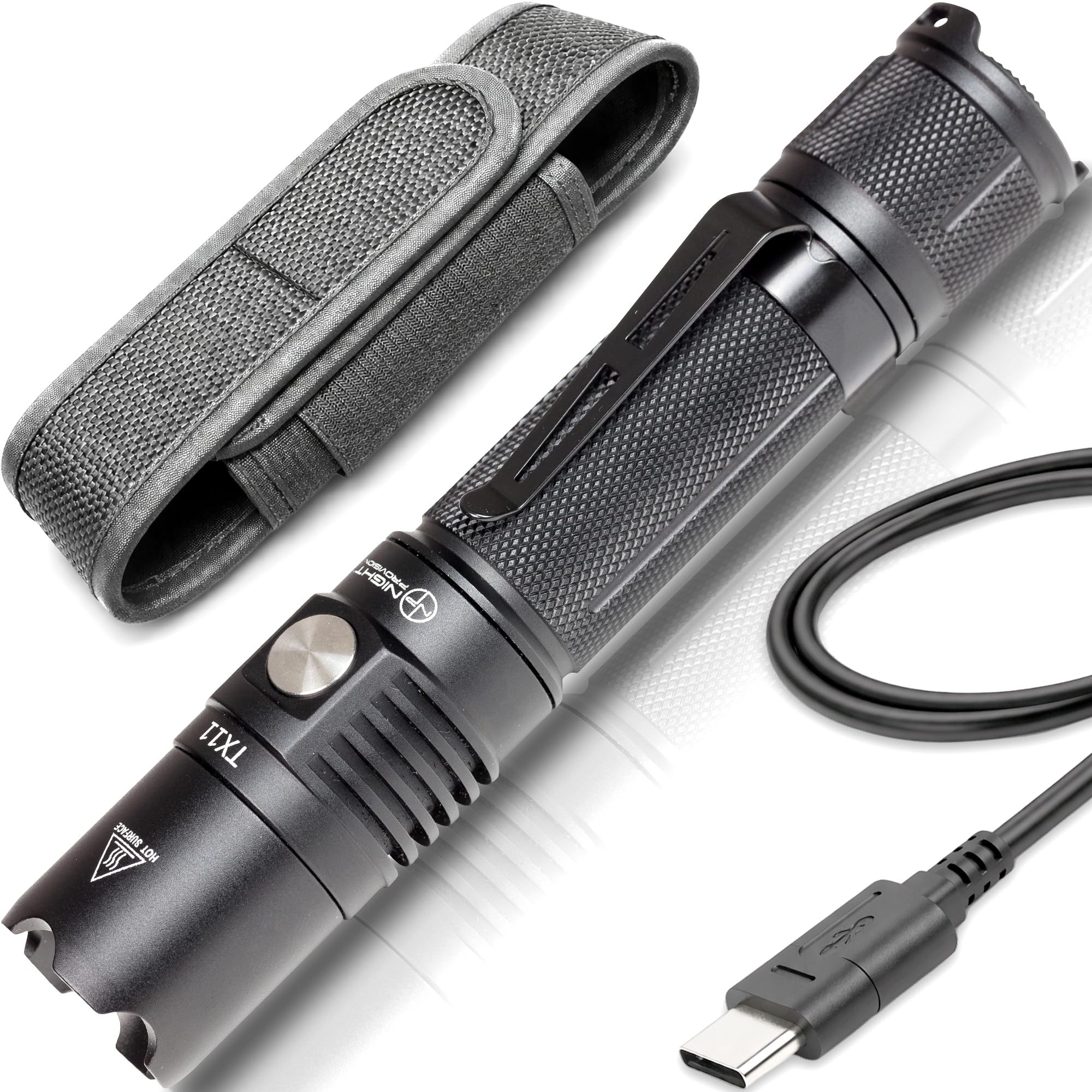 NP NIGHT PROVISION Tx11 Linterna Táctica Linterna Y Batería Recargable USB Cree Xpl-Hd 1000 Lumen Led Con Funda