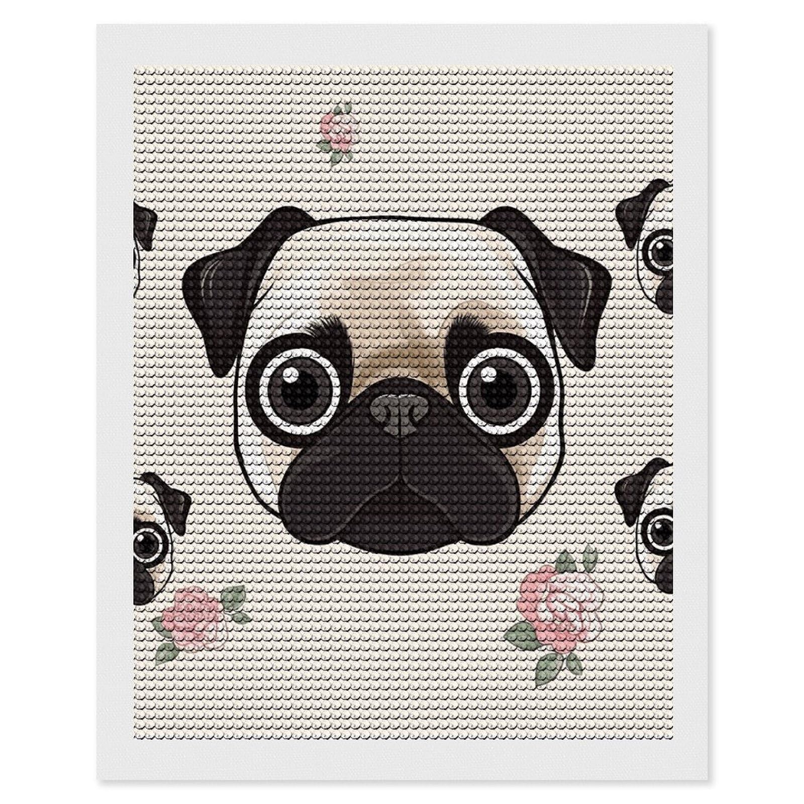 NONHAI Diamond Painting Kits for Adults - DIY Diamond Art Kits for Beginners - Full 5D Paint Drill Diamond Dots Paintings- Line Pug Diamonds Pictures Gem Art and Craft Wall Decor 16"x20"