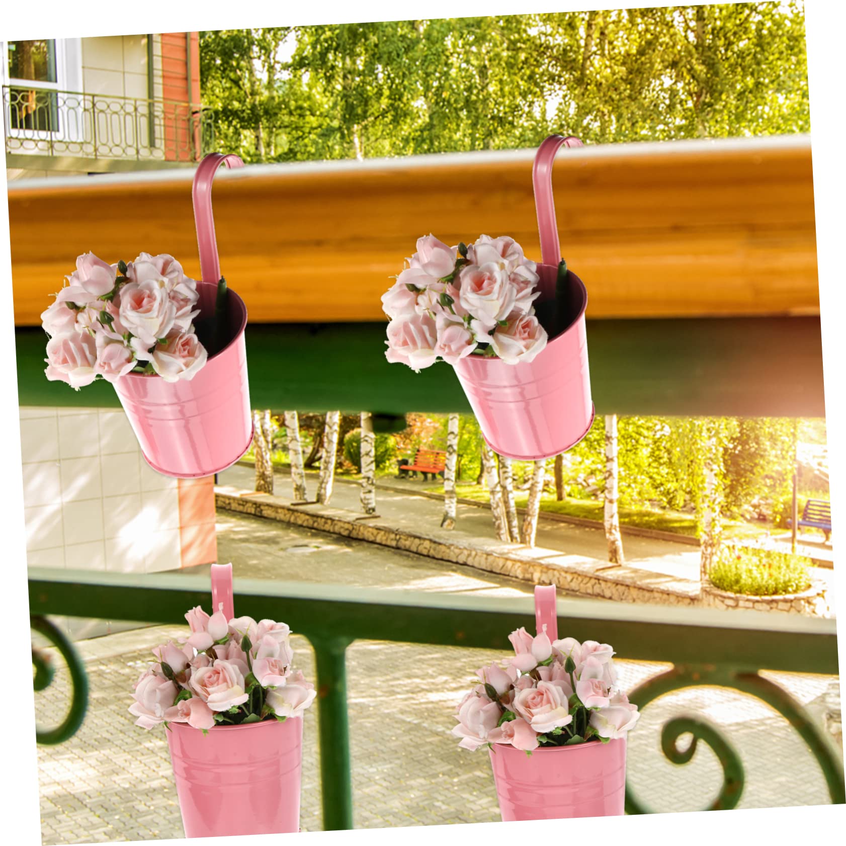 POPETPOP Porte-Fleurs Suspendu en Fer Rose 6 Pièces Décoratif
