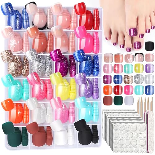 FANDAMEI Press on Toenails 24 Colors 576PCS