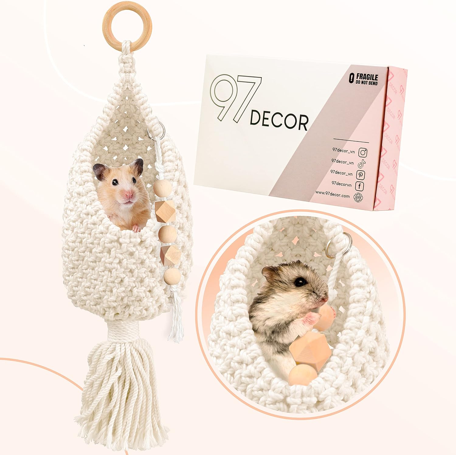 97 DECOR Rat Hammock for Cage - Hamster Hammock, Ferret Hammock for Cage Sleep Sack, Guinea Pig Hide, Hanging Hamster Beds, Small Animal…