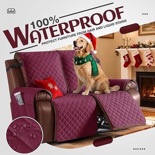 Miniatura 2 de KinCam Funda impermeable para sofá biplaza reclinable, funda antideslizante para sofá reclinable de 2 asientos, funda de sofá reclinable, protector