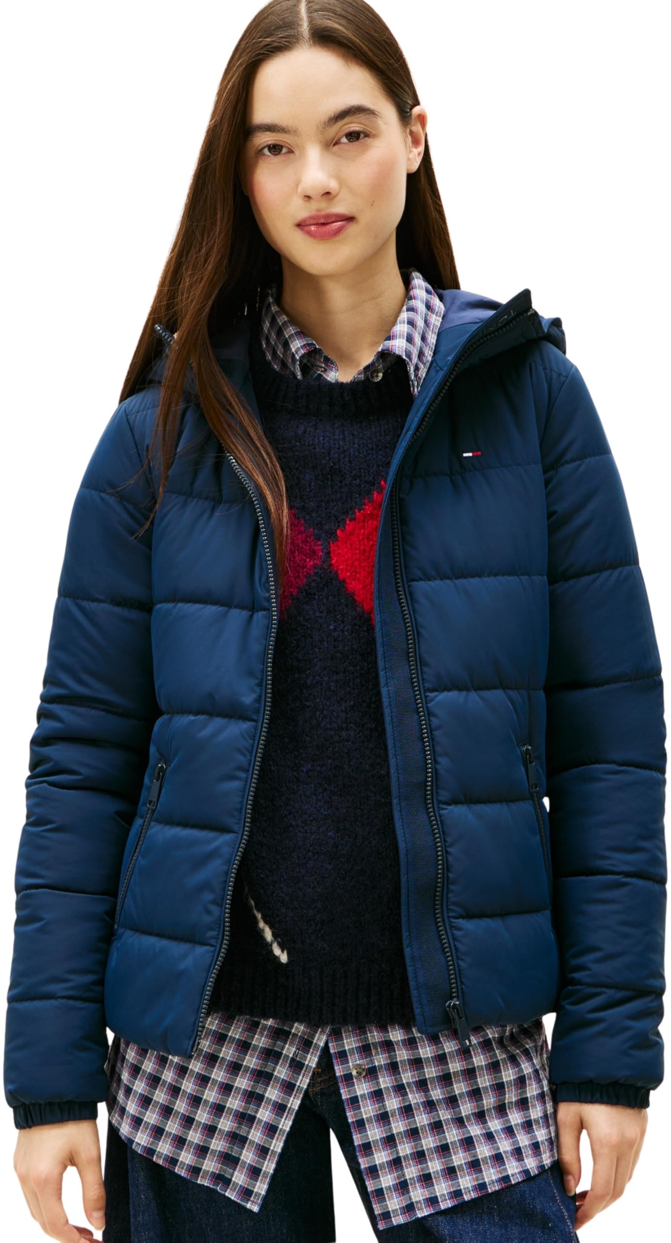 Tommy Jeans Damen Pufferjacke Hooded mit Reißverschluss