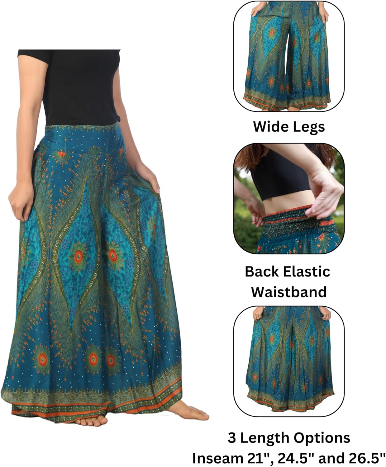 Lannaclothesdesign Palazzo Pants for Women Wide Leg Boho Harem Yoga Pants S M L XL Sizes - Image 4