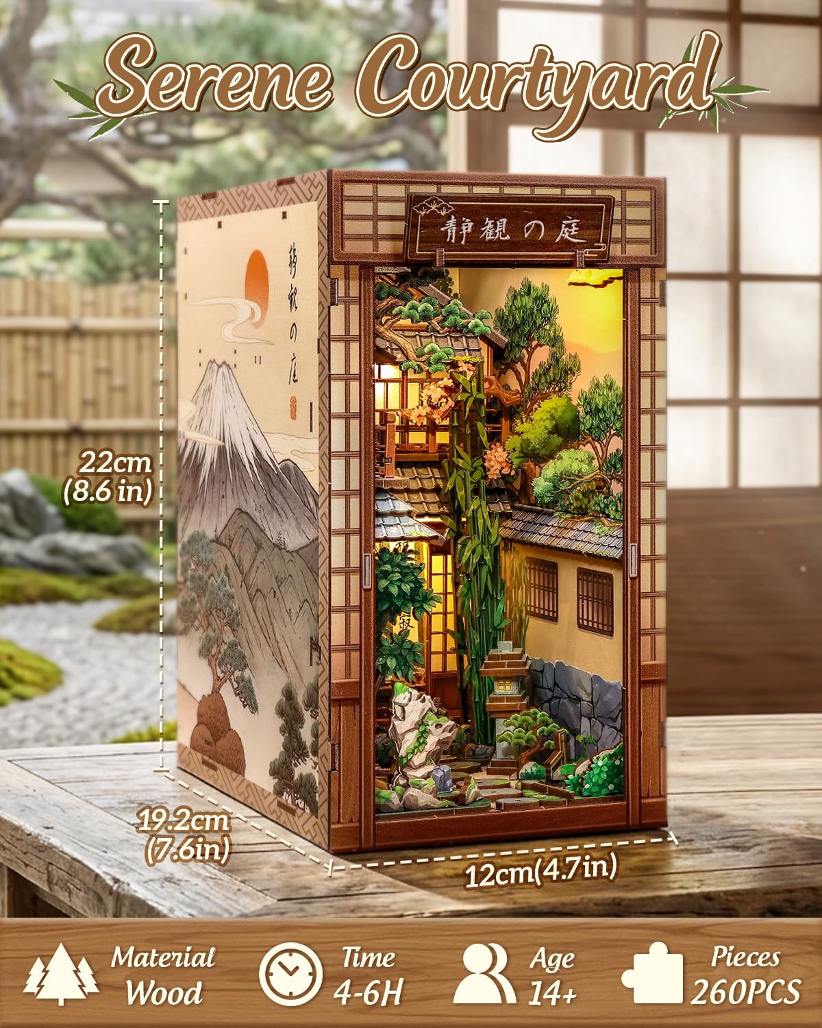 CUTEBEE Book Nook Zen – Jardin Japonais 3D Adulte (Serene Courtyard)
