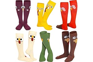 6 Pairs of Fun and Festivet Thanksgiving Themed Compression Socks for Any Occasion