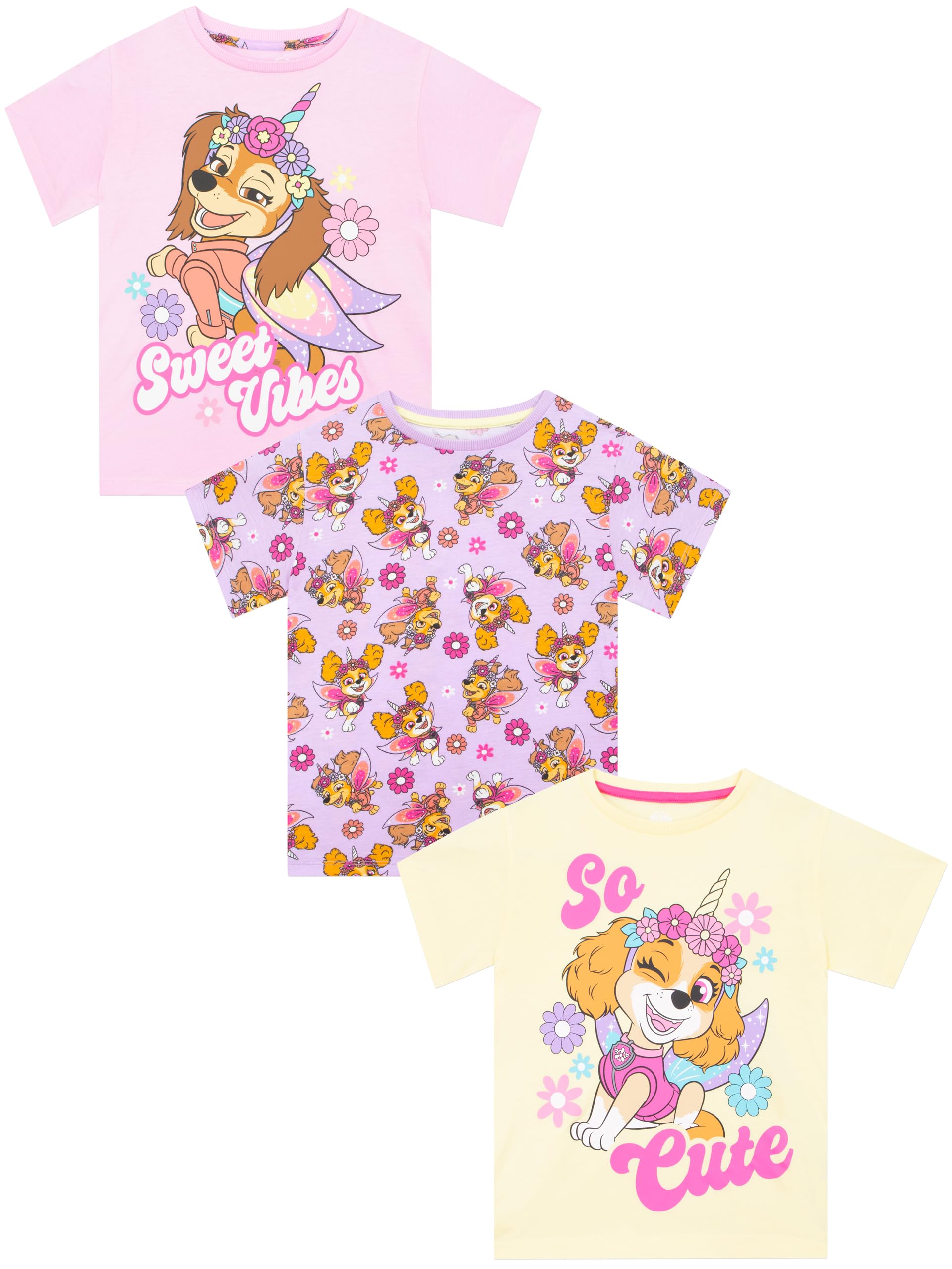 Paw Patrol Tshirt Bambino Confezione da 3, T Shirt Ragazza Skye Y Liberty, Magliette Bambina