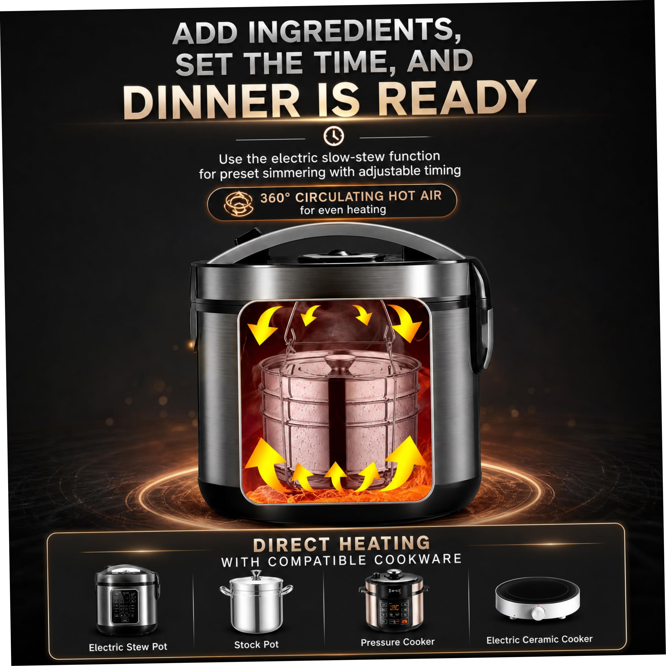 Accesorios para Olla a presión, Cesta de Vapor de Acero Inoxidable de 2 Niveles con Tapa y asa Insertos de Acero para Olla en Bandejas apilables para Verduras, arroz, Carne o Pescado.