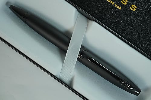 Miniatura 3 de Cross Calais - Bolígrafo recargable de banda media, punta media, incluye caja de regalo, barril negro mate y citas de PVD.