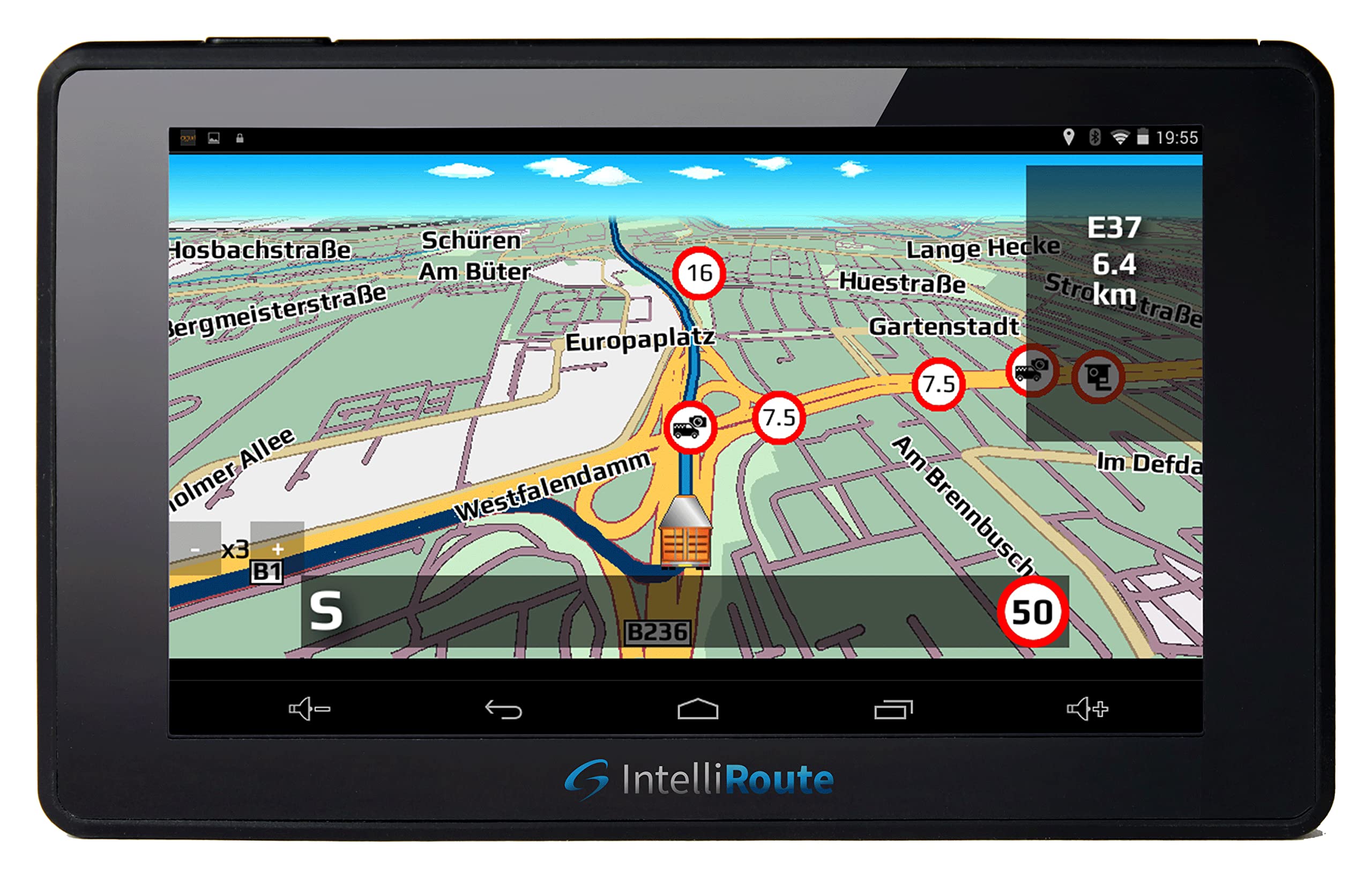 CARGUARD IntelliRoute TR6000 DVR LKW- Navigationssystem mit WLAN-Updates, Rückfahrkamera-IN, Dashcam, LKW-Parkplätzen, Livestauwarner