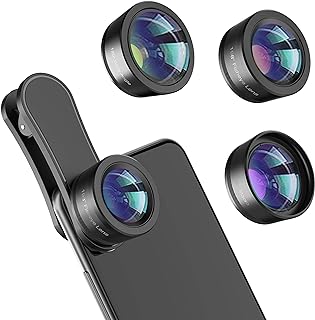 Upgraded 3 in 1 Phone Camera Lens kit-198° Fisheye Lens + Macro Lens + 120° Wide Angle Lens,Clip on Cell Phone Lens Kit Compatible with iPhone Samsung Android Smartphones