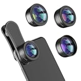 Phone Camera Lens&comma;Upgraded 3 in 1 Phone Lens kit-198° Fisheye Lens &plus; Macro Lens &plus; 120° Wide Angle Lens&comma;Clip on Cell Phone Lens Kit Compatible with Samsung Android Smartphones