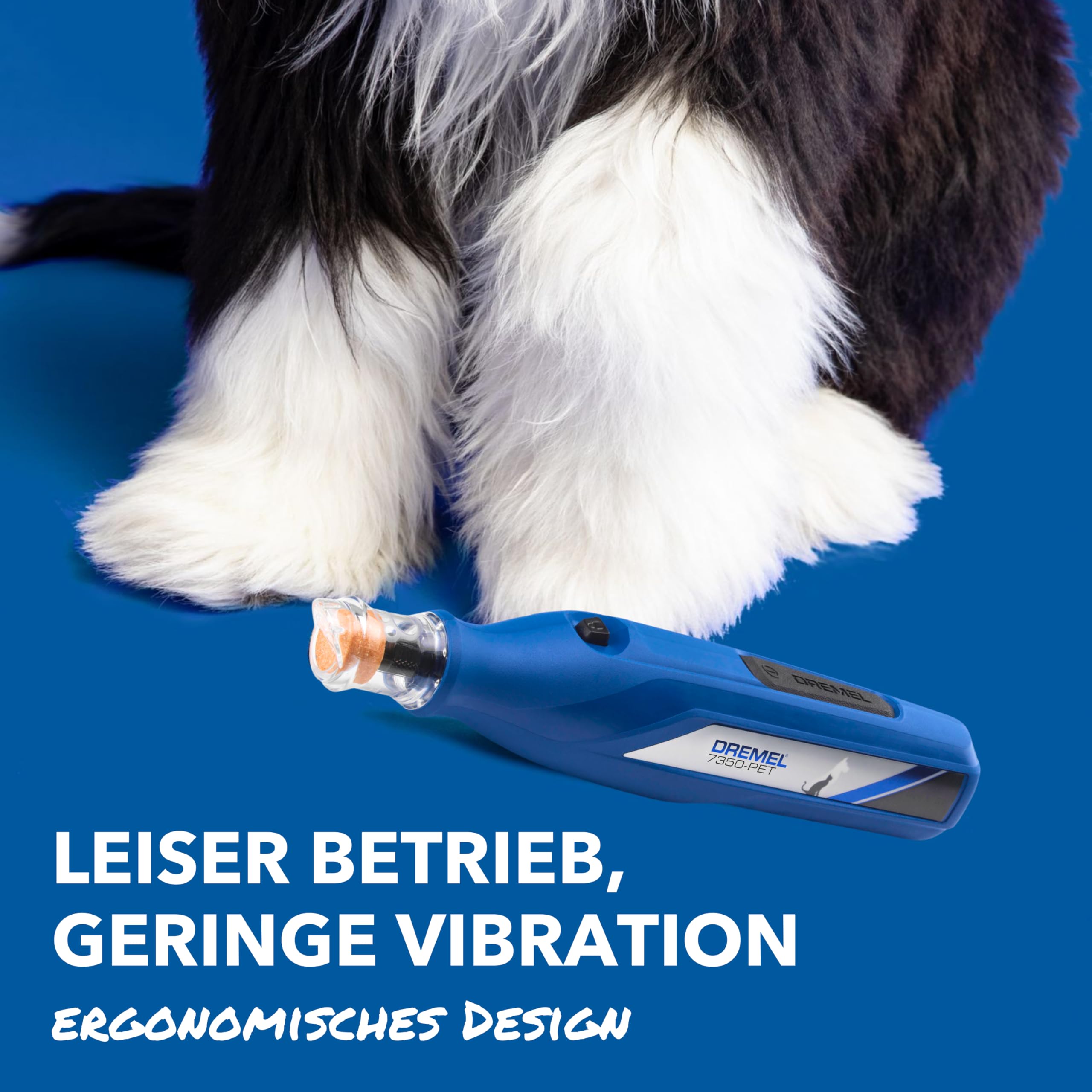 Dremel 7350 PET Krallenpflegese mit 3.6V Akku-Rotationswerkzeug Einfach zu bedienende, leichte Krallenschleifmaschine mit 2 Schleifzubehören, 1 Schutzhaube & 1 USB-Kabel geeignet für Hunde und Katzen