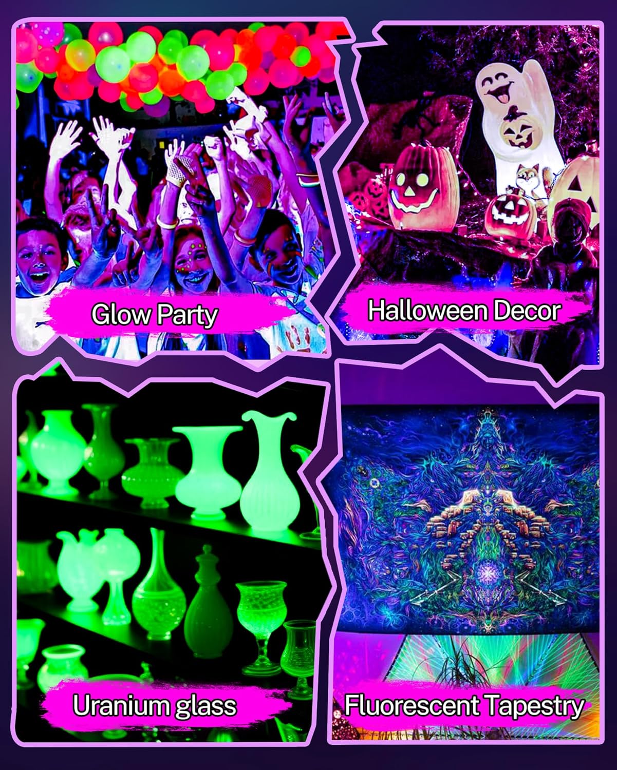 6 Pack Rechargeable Black Light Bar