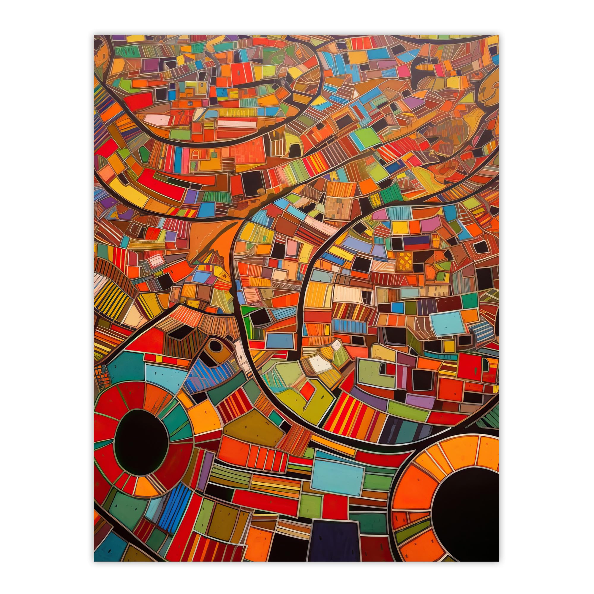 Artery8 Aerial African Abstract Africa Bright Colours Extra Large XL Wall Art Poster Print
