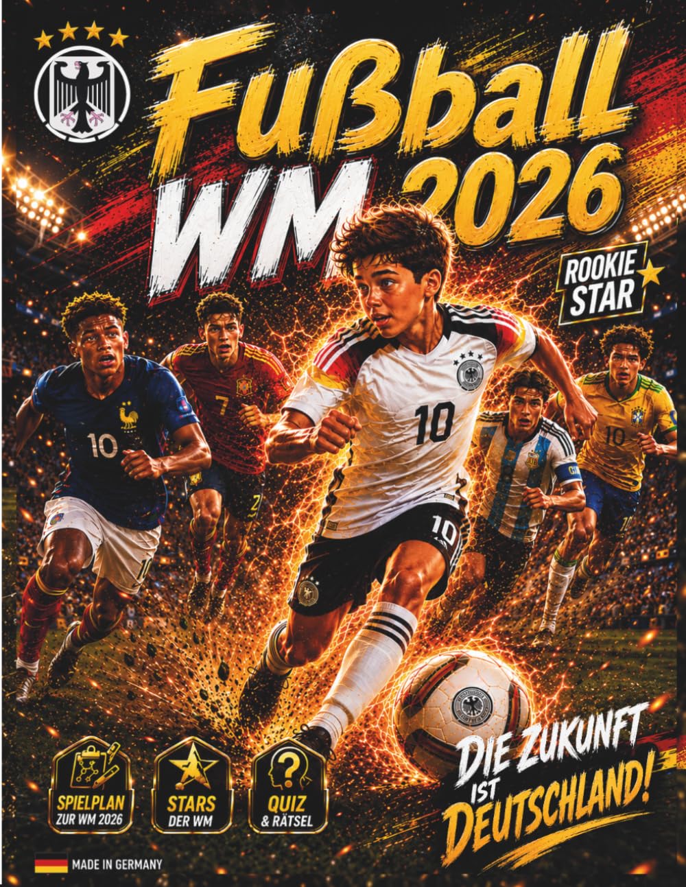 WM 2026 Das große Fußball-Mitmachbuch: Mit Spielplan, Gruppen A–L & K.-o.-Baum, 48 Teams, 16 Stadien, Rätsel, Quiz, Ausmalbildern, Tippspiel & persönlichem WM-Tagebuch