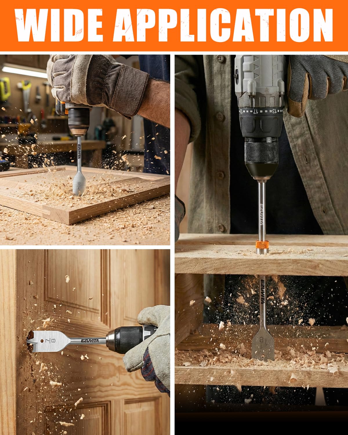 14-Piece Spade Drill Bits - Woodworking Set -7 14-Piece Spade Drill Bits - Woodworking Set -7