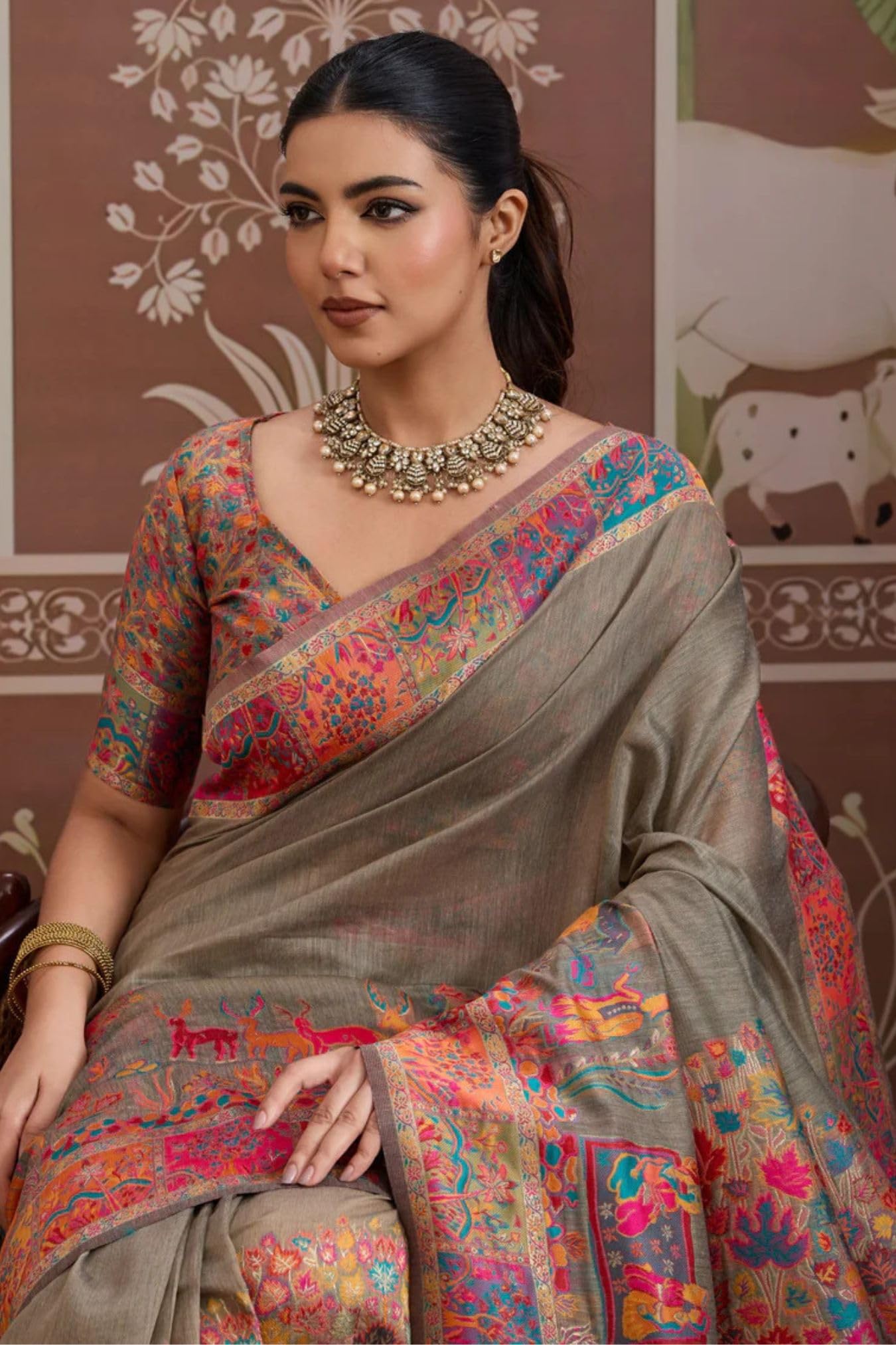 SGF11 Women's Soft Cotton Linen Silk Saree With Unstitched Blouse Piece product image 2