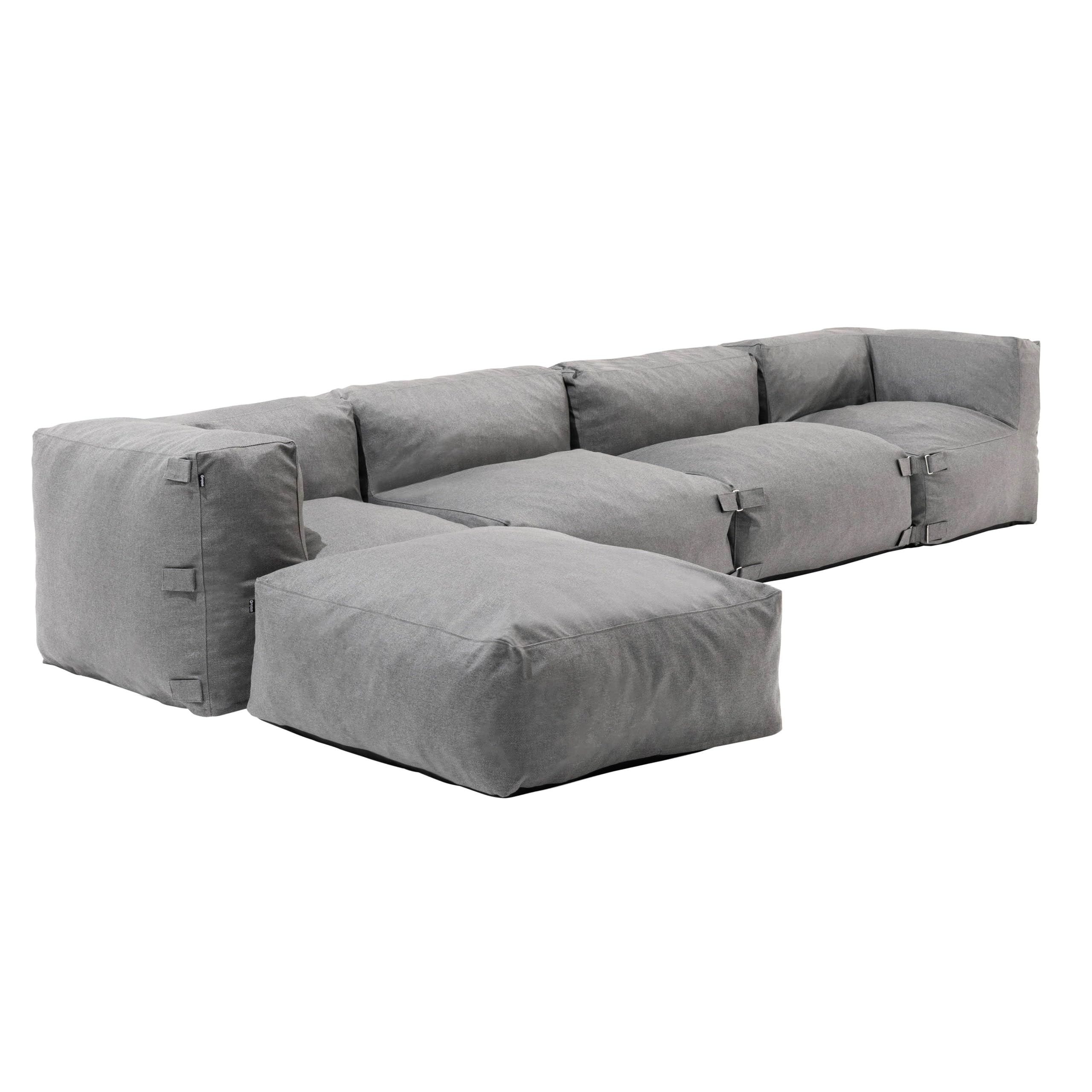 Oviala Canapé d'angle de Jardin modulable 5 Places Gris - Mixi