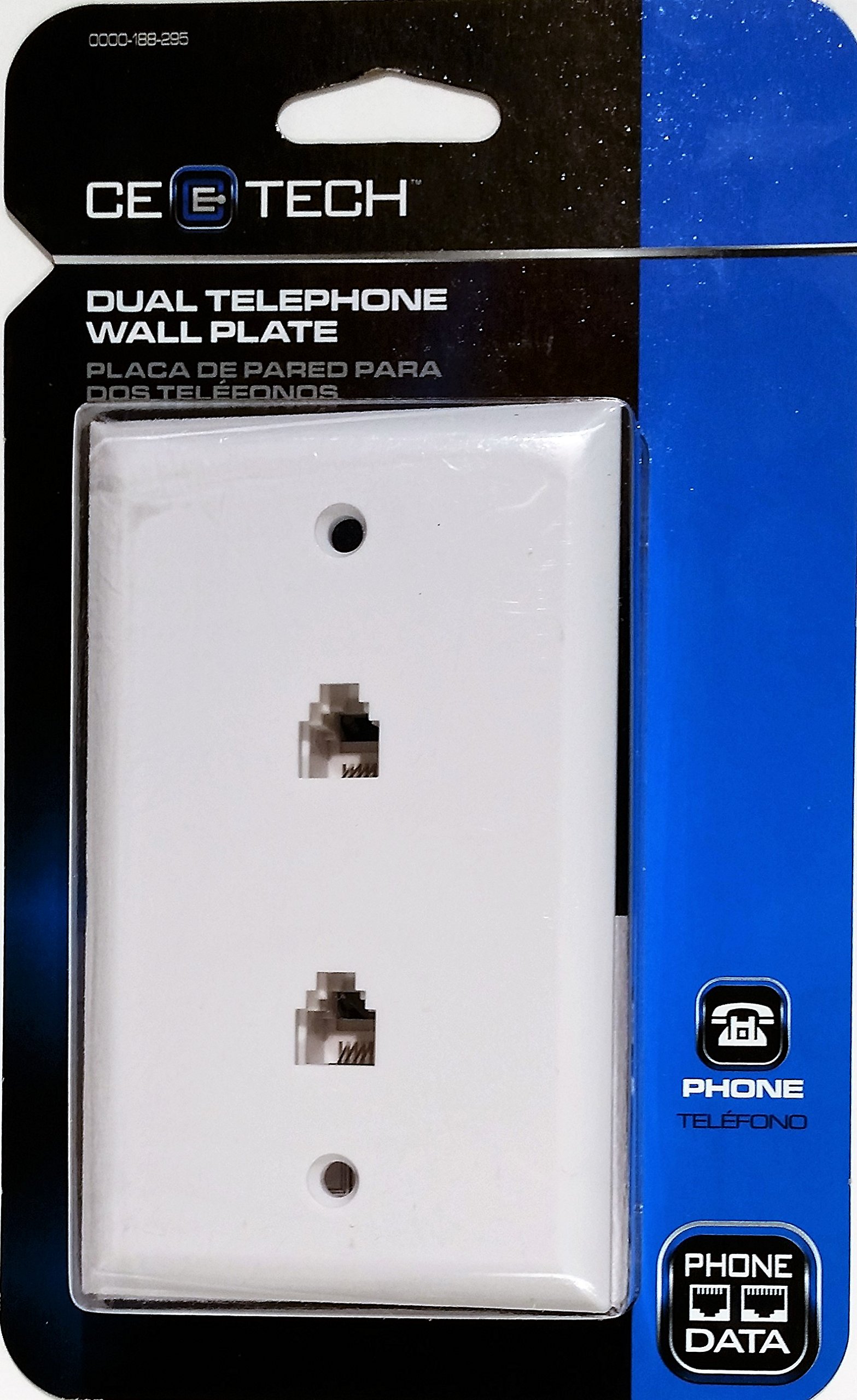 CE TECH 2-Line Wall Jack Wall Plate - White