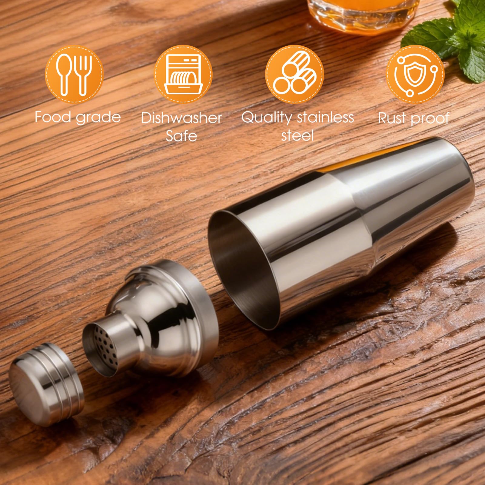 FoiiLiio 16 pezzi cocktail set kit in Acciaio Inox,Boston Shaker Cocktail Set,Kit Barman 750 ML,Professionale Kit Barman Completo,professionale barman set,Set Cocktail Professionale