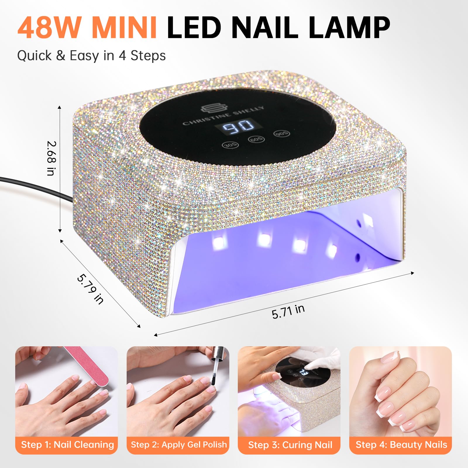 Lámpara Secadora de Uñas, CHRISTINE SHELLY Profesional LED UV Lampara Uñas de Gel, Curado Luz en 3 modos para tiempo 30s, 60s y 90s