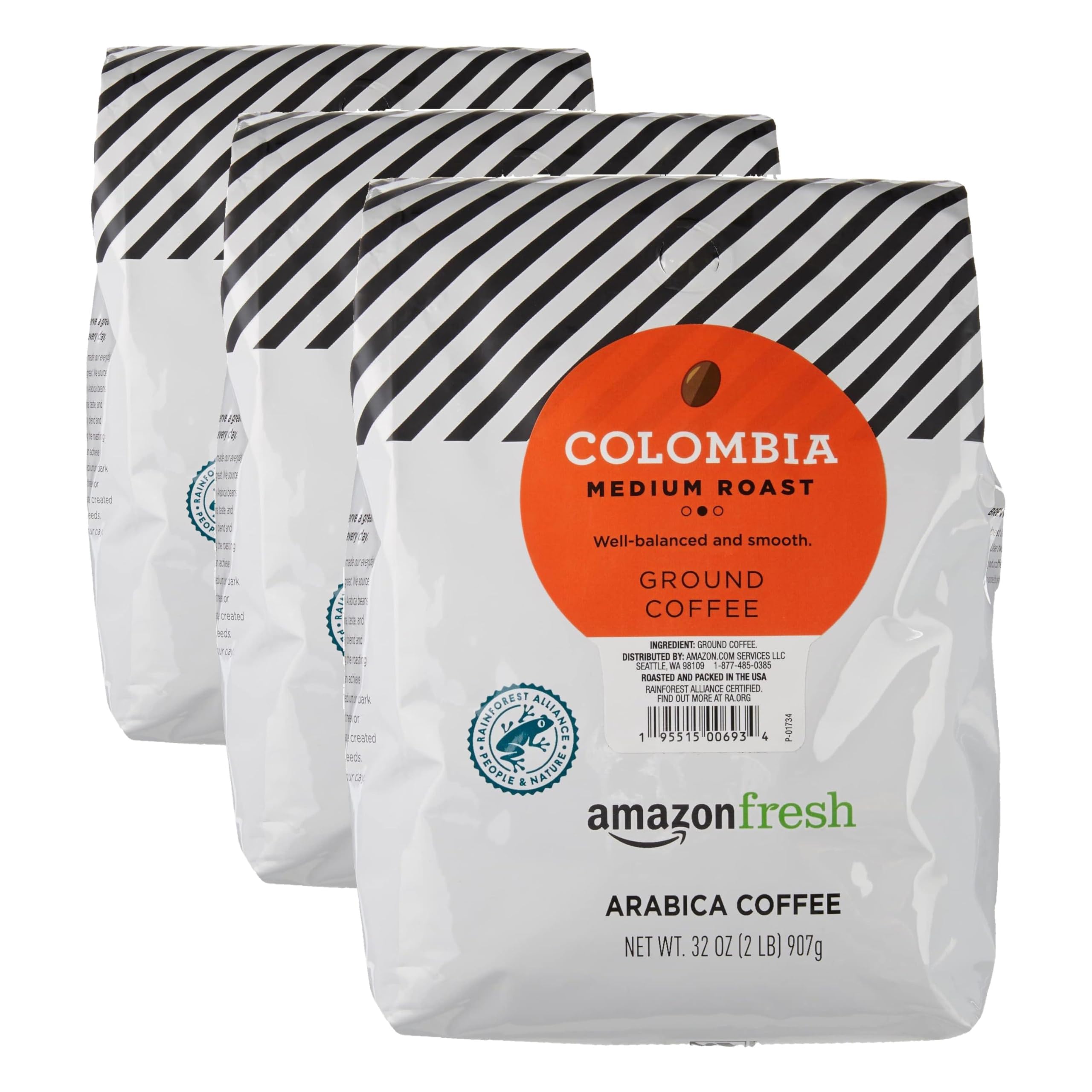 Amazon Fresh, Colombia Ground Coffee, Medium Roast, 32 Oz (Pack of 3)