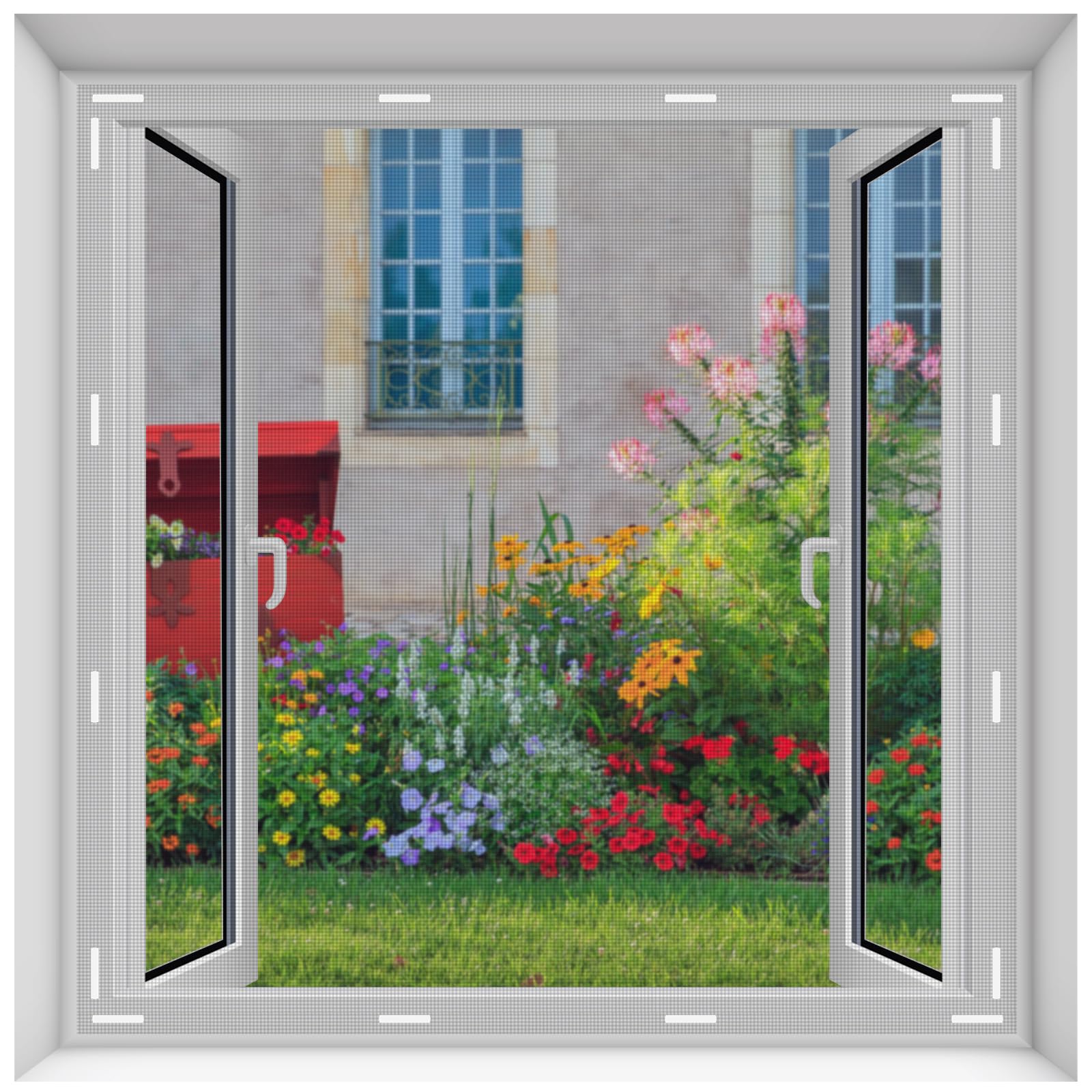 I-EASYDWW Fly Screens for Windows, 59” x 59” Magnetic Fly Screen for Windows, Window Mosquito Net with 14 Self Adhesive Magnets to Keep Bugs/Flies Out, DIY Size, Easy Installation