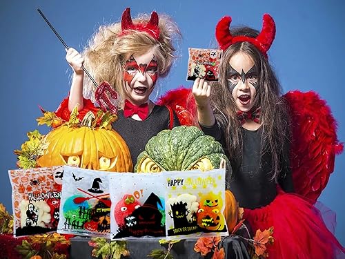 Miniatura 4 de MOLIDA 300 bolsas de dulces de celofán de Halloween, bolsas transparentes para dulces de galletas con adhesivo Sslf para suministros de fiesta de