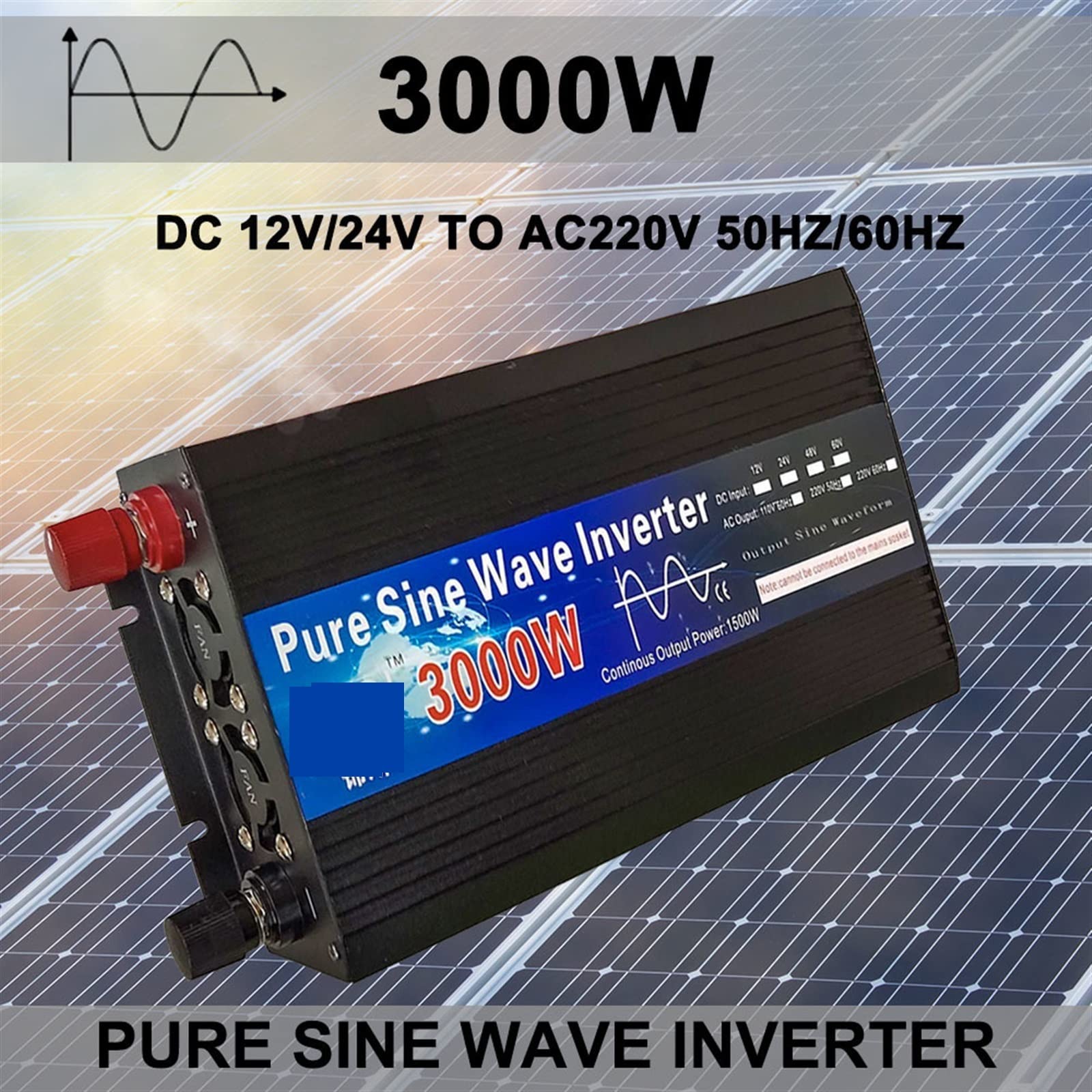 Przetwornica Napięcia, Czysta fala sinusoidalna falownik 12V 24V 220 3000W 4000W moc samochodowy Micro Inversor napięcie konwerter energii słonecznej DIY(3000w,12V_50HZ_UPGRADE)