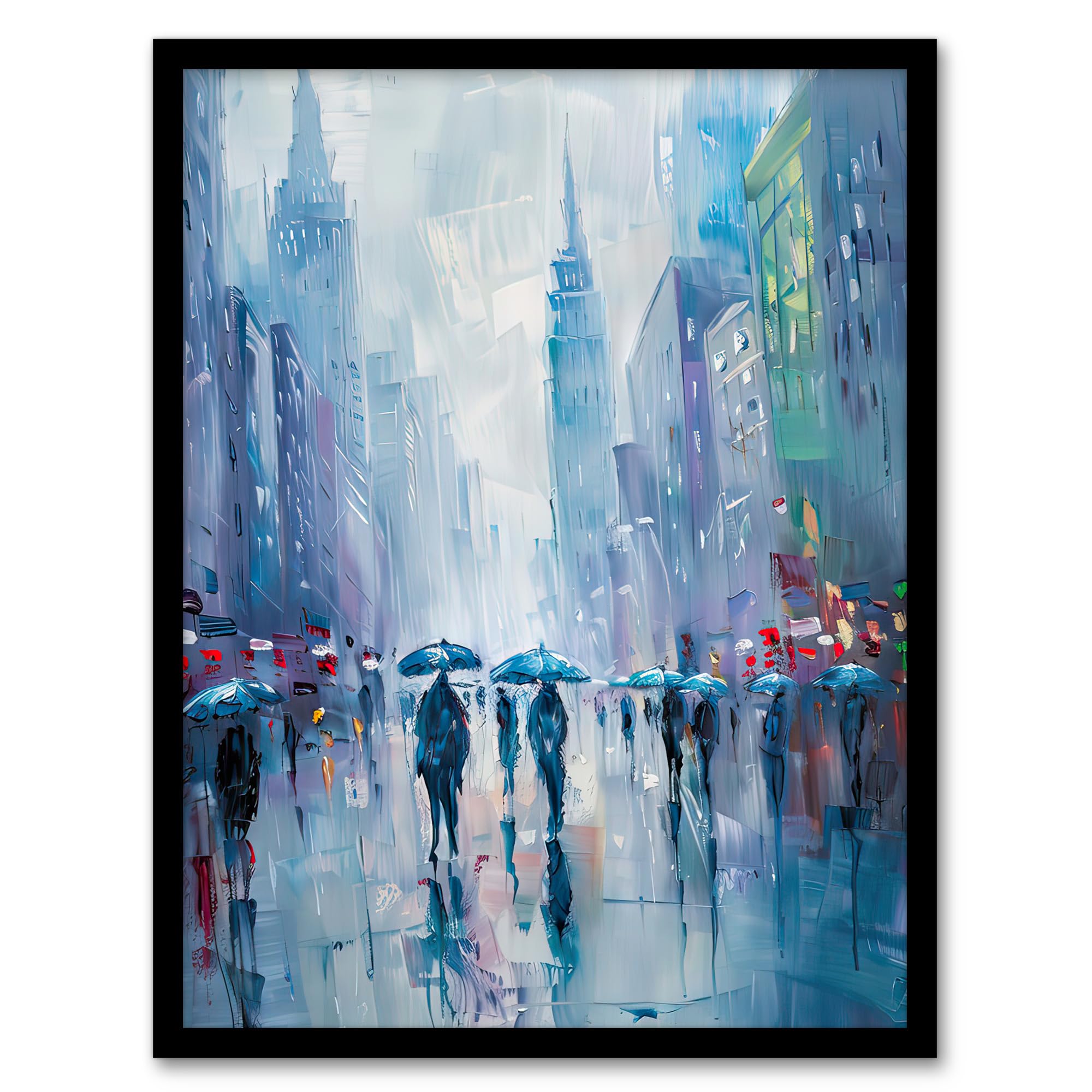 Artery8 Rainy New York Abstract Cityscape Oil Painting Wall Art PrintA4 Size from B&Q