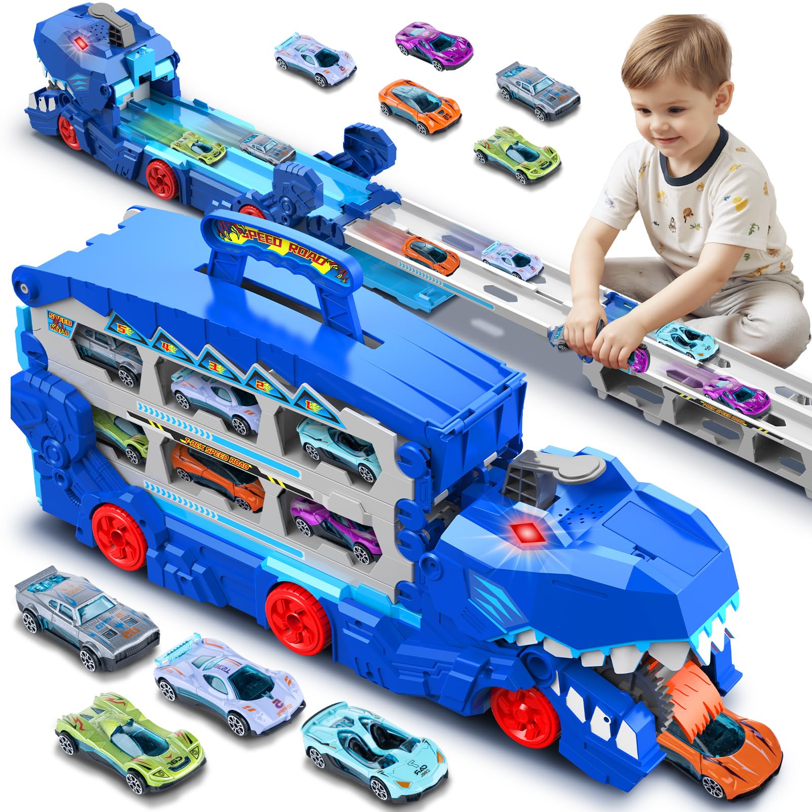 Toys⭐︎ Amazon.com: Niwoed Carrier Truck Toys for Kids, 6-FT Race