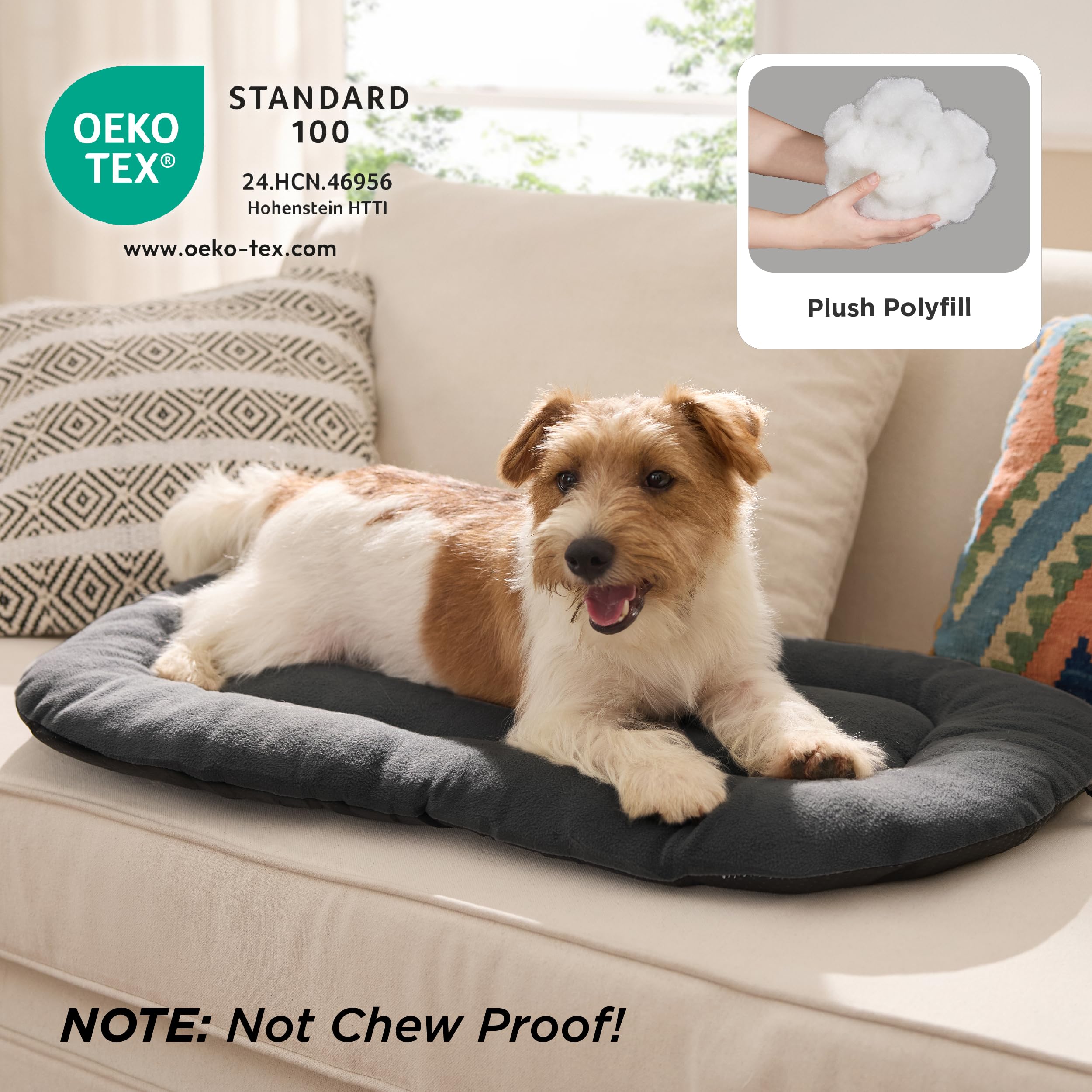 Basics Hondenbed en huisdierbed voor middelgrote honden, wasbaar en duurzaam, 0,89 m, grijze wervels, 89 x 58 x 8 cm