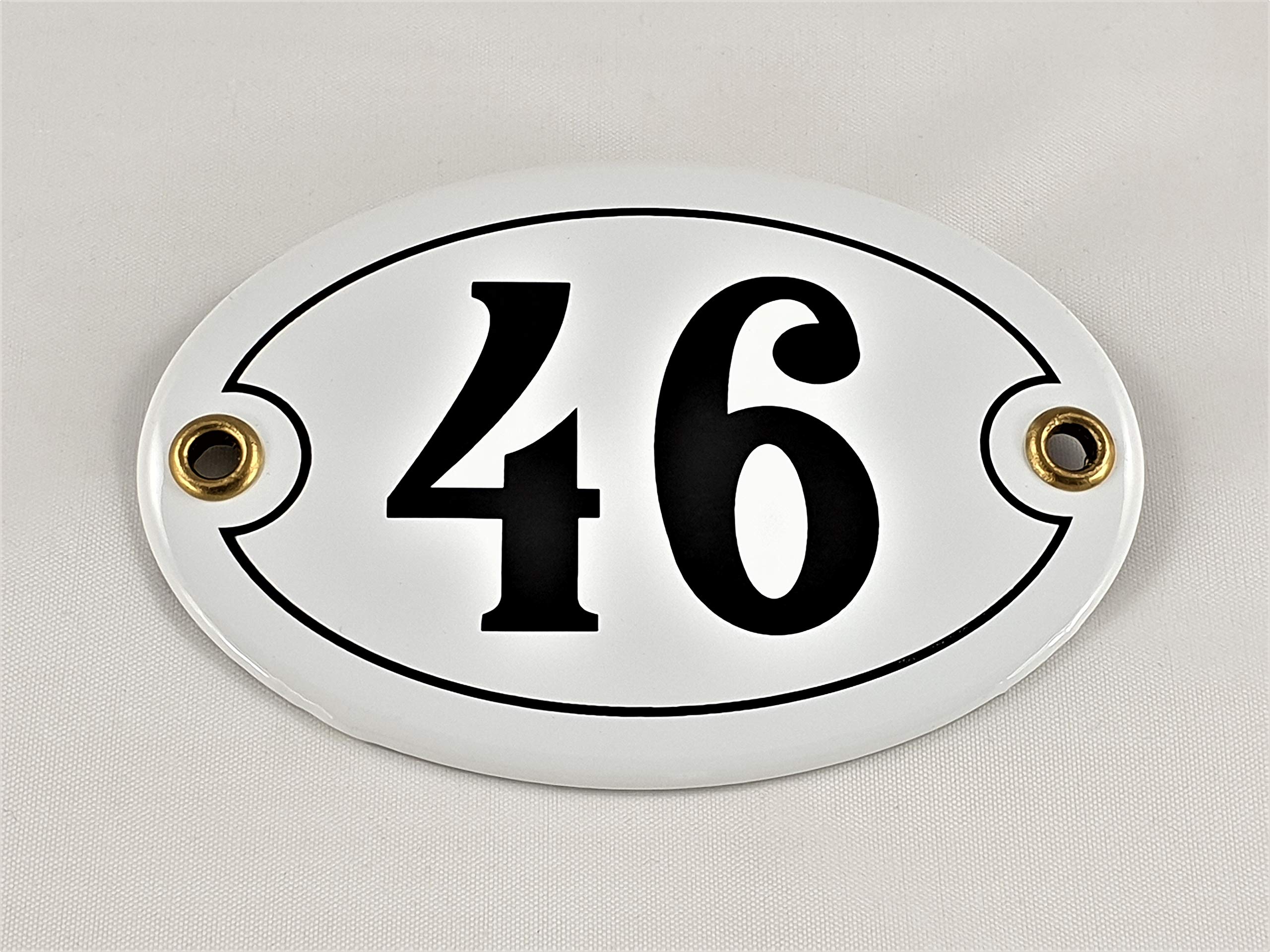 Plaque De Maison émaillée Bleue - Numéro 46 - 150x100mm - Métal