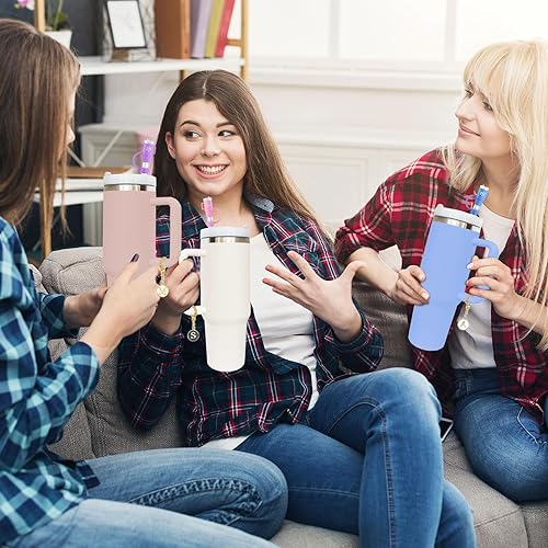 Miniatura 6 de 4 tapas de popote de 0.4 pulgadas compatibles con Stanley Cup lindo protector de popote de silicona con 2 letras iniciales personalizadas para