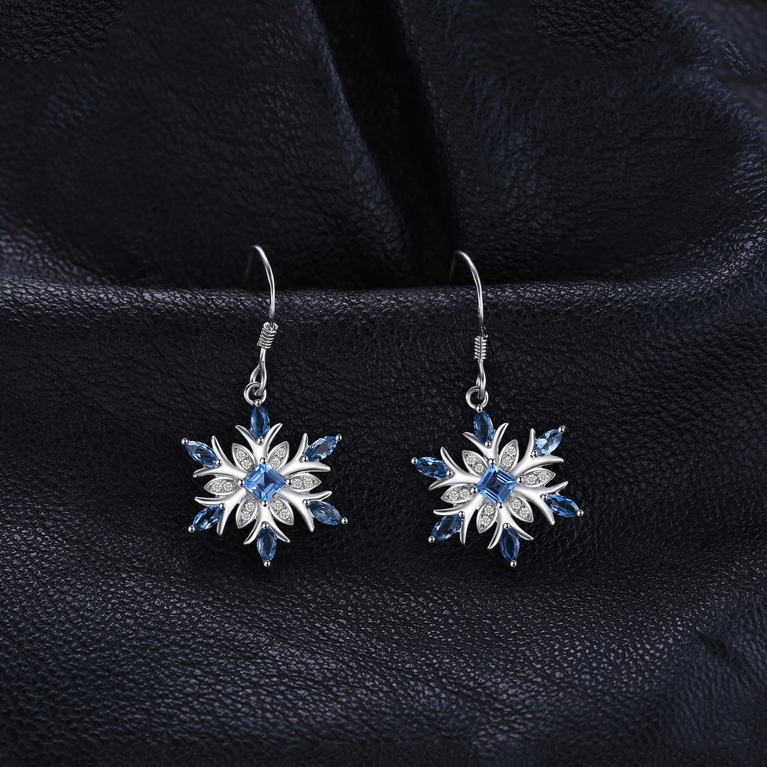 JewelryPalace Snowflake 1,4ct kolczyki z prawdziwym szwajcarskim niebieskim topazem, srebro 925