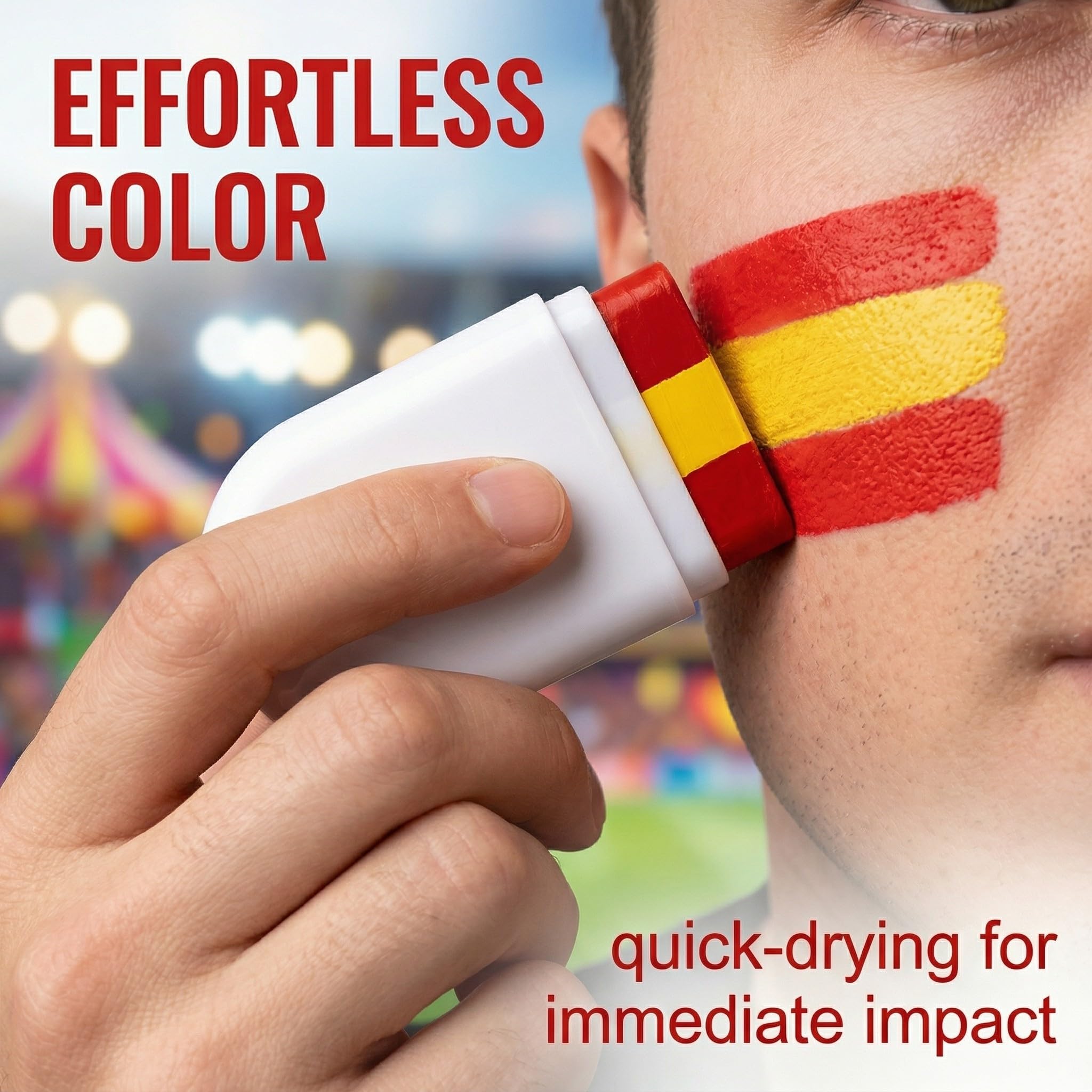 Pintacaras Bandera de España Pack de 2, Pintura Cara Rojo y Amarillo para Fans de Fútbol, Eurocopa, Mundial