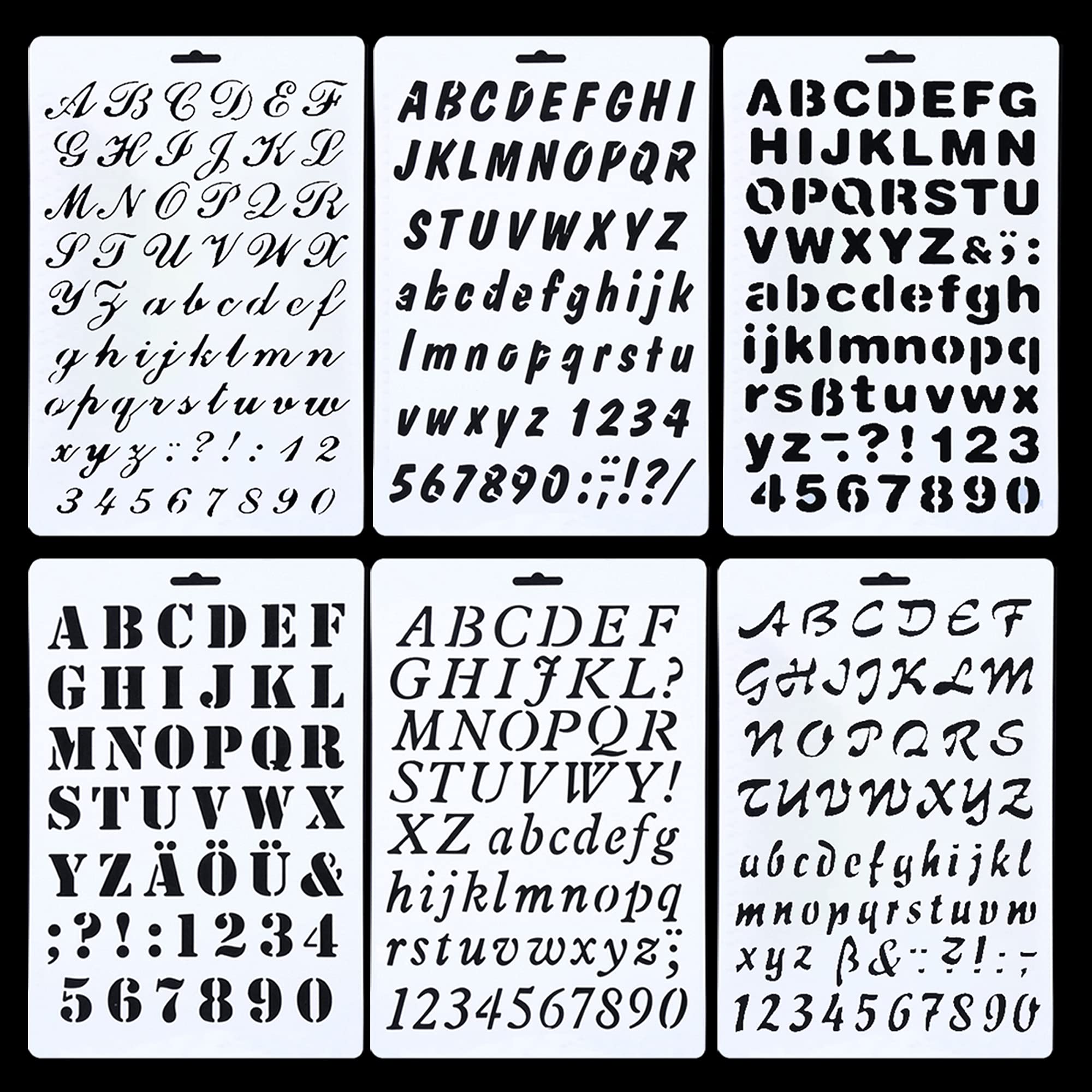 Woohome Letter Stencils Set, 10 Sheet and 153 PCS 1 Inch Letter Number