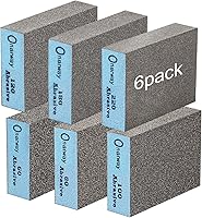 Onarway 6-Pack Sanding Sponges Wet/Dry Dual-Use 60/80/100/120/180/220 Grits Washable Reusable for Wood Metal Walls