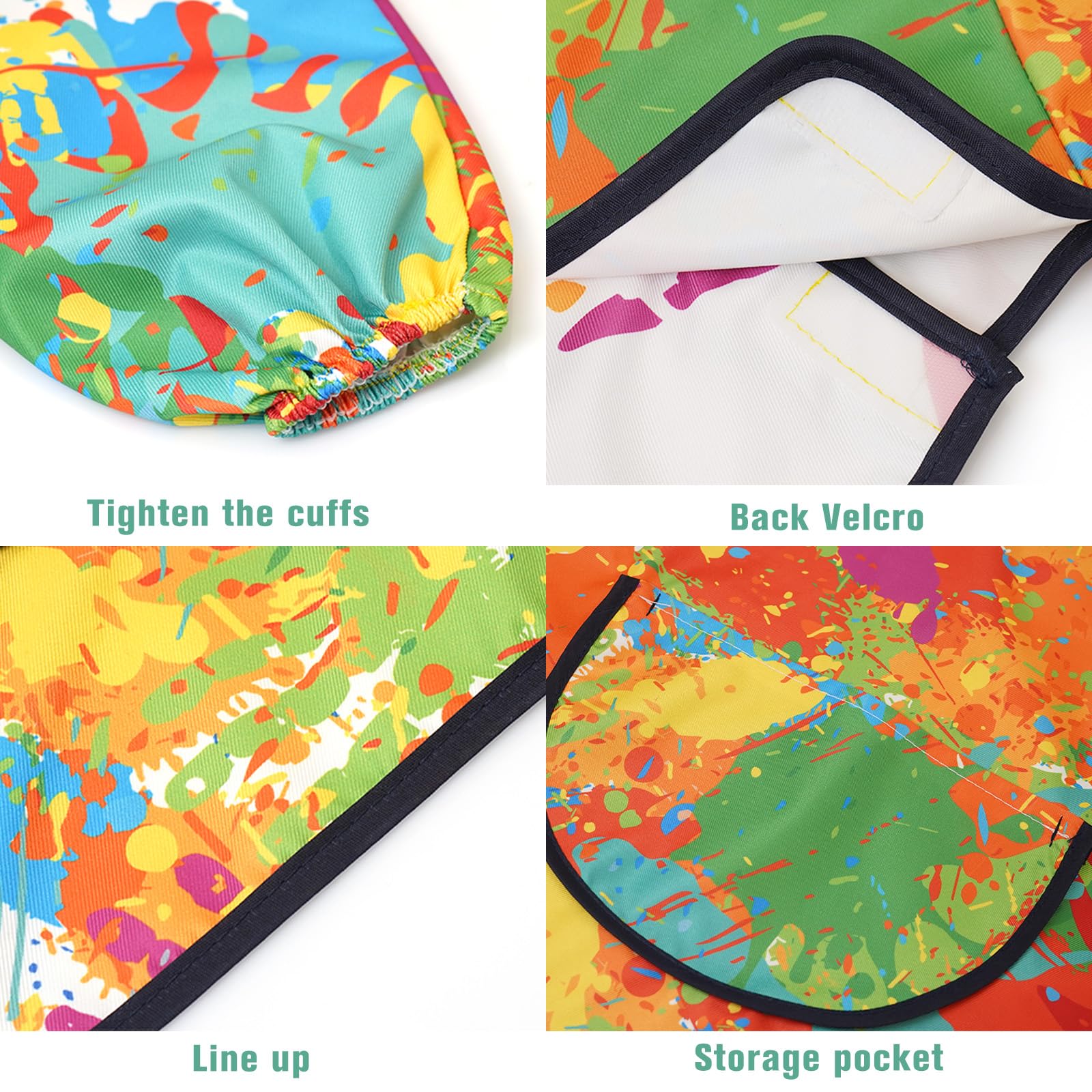 WULIQIUQIU Kids Art Smock Long Sleeve Smocks Waterproof Artist Painting Apron for Children Graffiti XL - Image 2