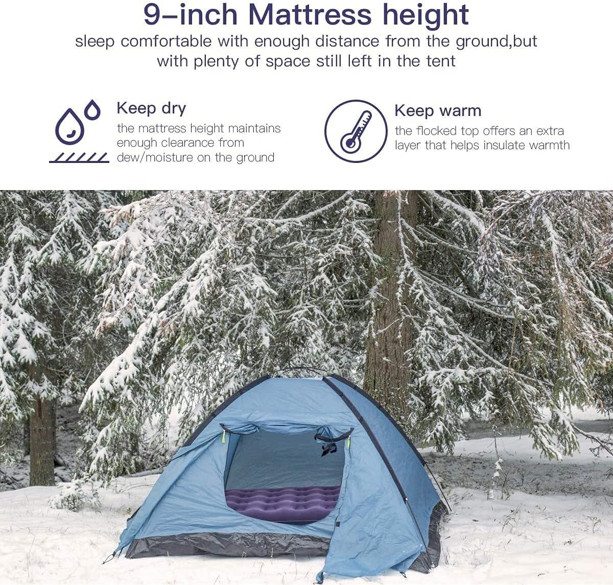 Giftway Twin Size Camping Air Mattress - 9" Raised Inflatable Mattress Portable Comfort Flocked Blow Up Airbed with Patch Kit - Portable Air Bed for Guests/Home/Camping/Travel/Housewarming Gifts : Home & Kitchen
