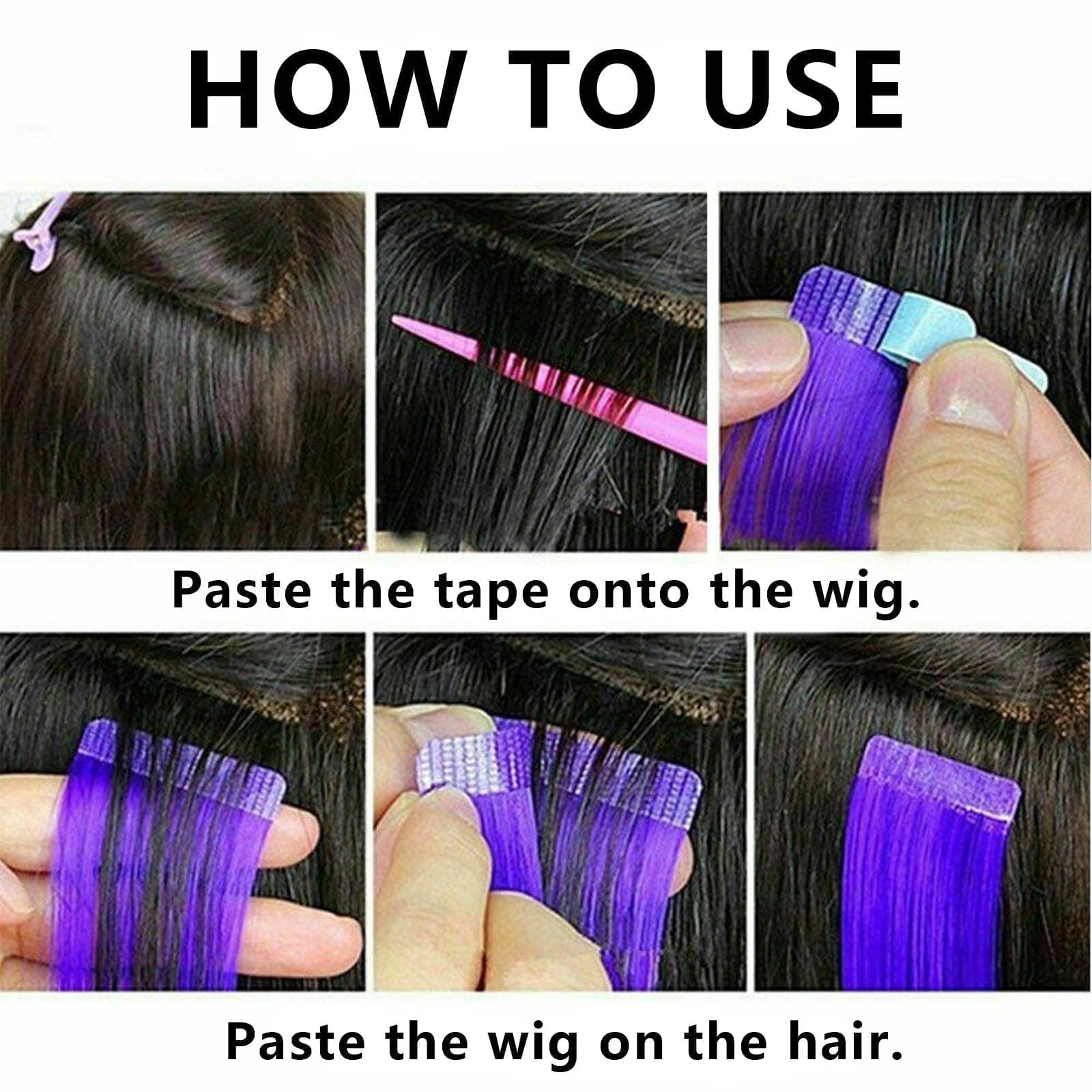 96 Piezas Cinta Adhesiva Doble Cara para Pelucas y Extensiones de Cabello, Cinta Repuesto Invisible Resistente, Azul