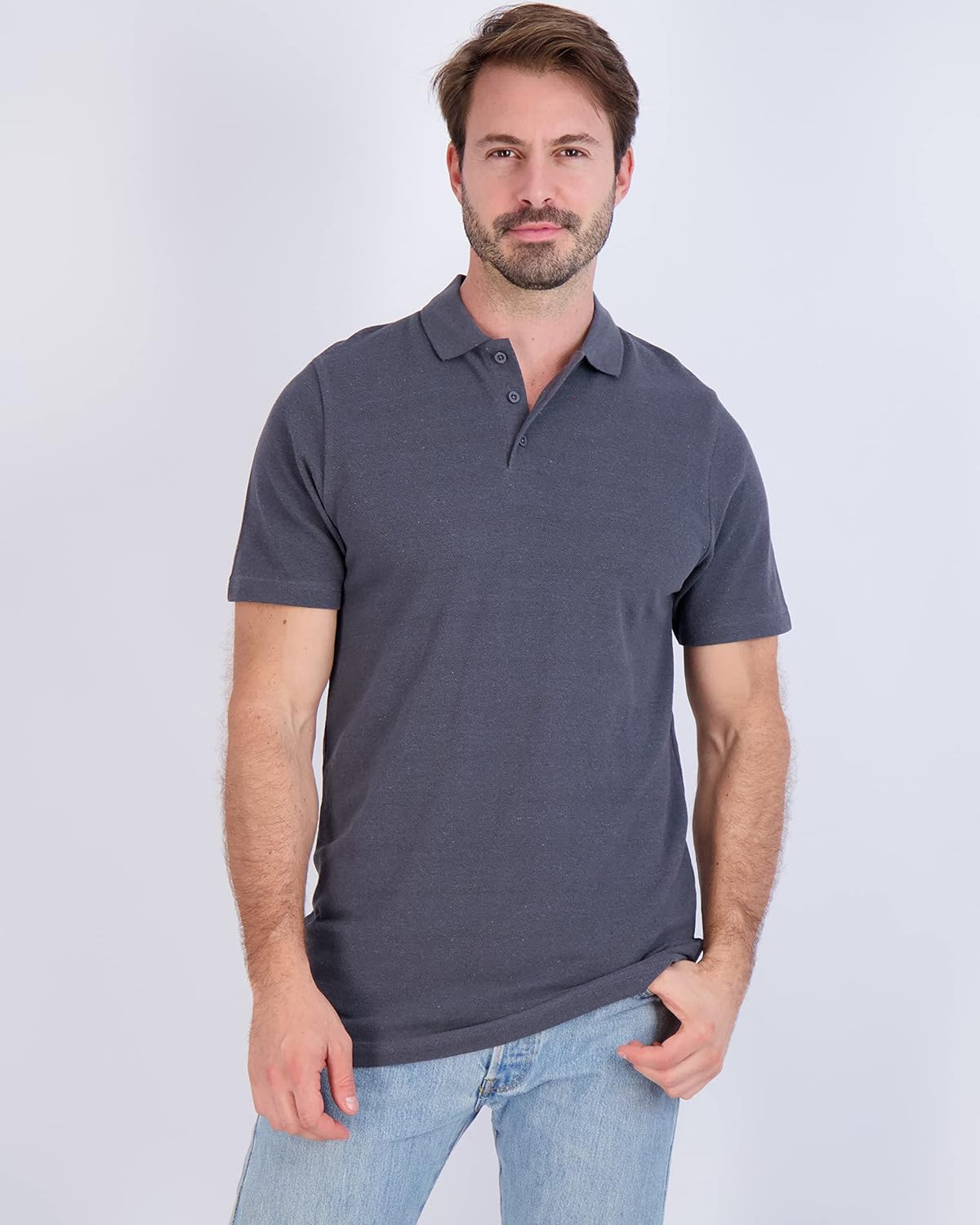 Real Essentials 3 Pack: Men's Cotton Pique Short Sleeve Polo Shirt - Performance Polo (Available in Big & Tall) - Image 2