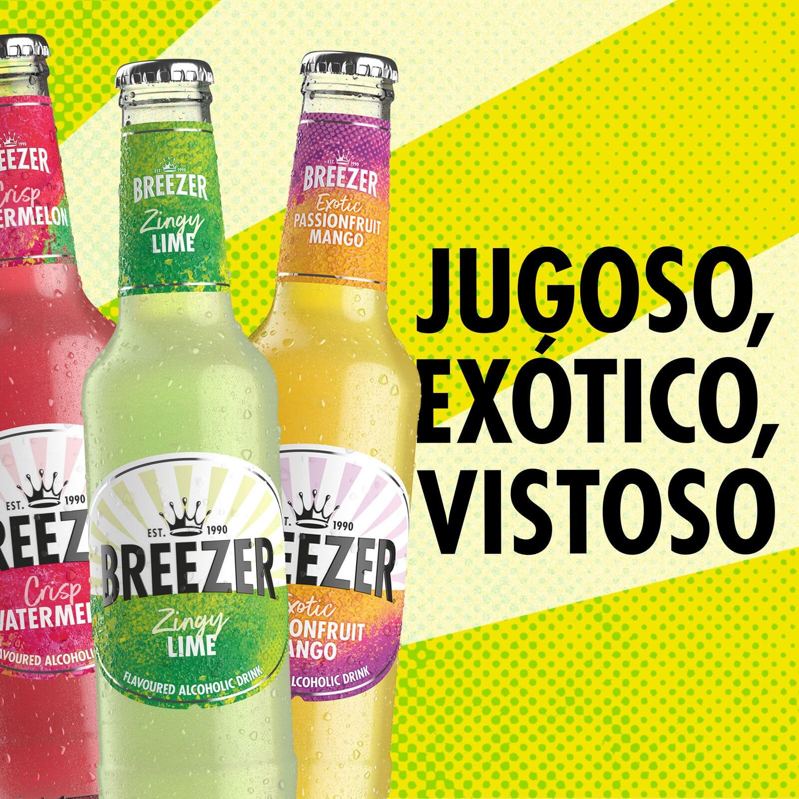 BREEZER Crisp Watermelon Bebidas Alcohólicas con Sabor a Sandía, 4% Vol., 27,5 cl / 275 ml (Pack de 24), Alcohol Premezclado Listo para Beber