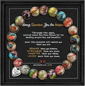 Stocking Stuffers for Teens, Christmas Gifts for Mom from Daughter Beaded Bracelets for Women Teen Girl Gifts Adjustable Charm Link Bead Birthday Graduation Gift for Her Girlfriend Sister